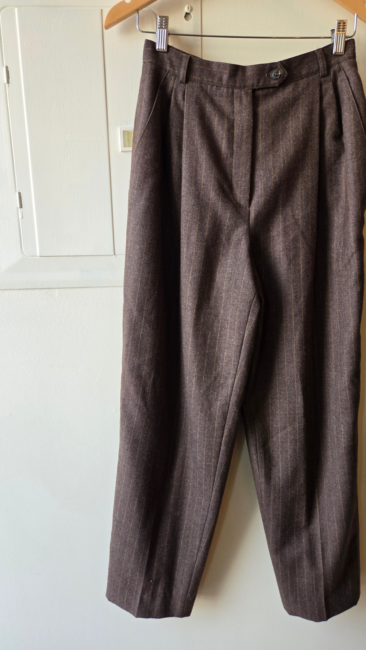 Burberrys dark taupe pinstripe pants