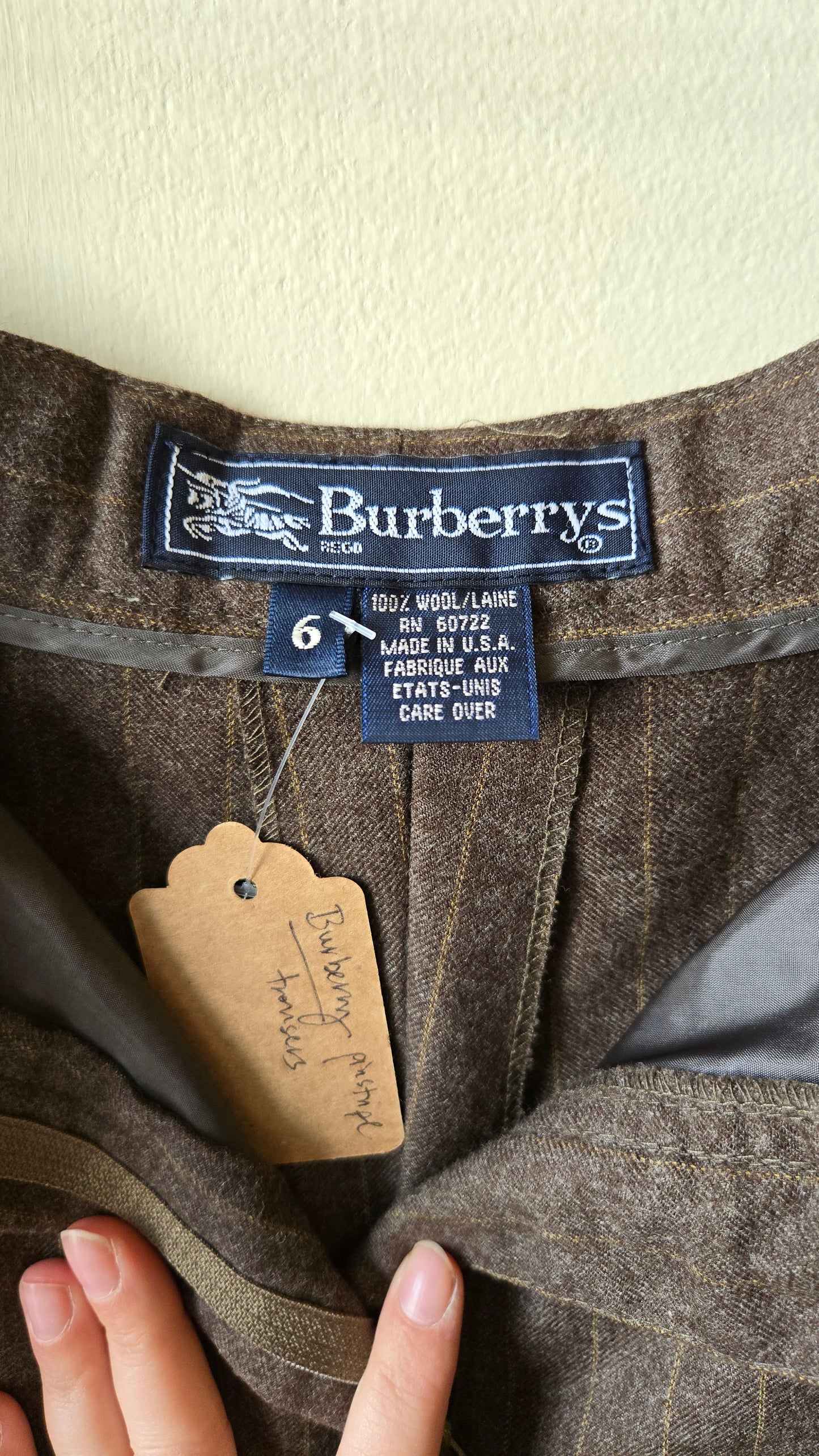 Burberrys dark taupe pinstripe pants