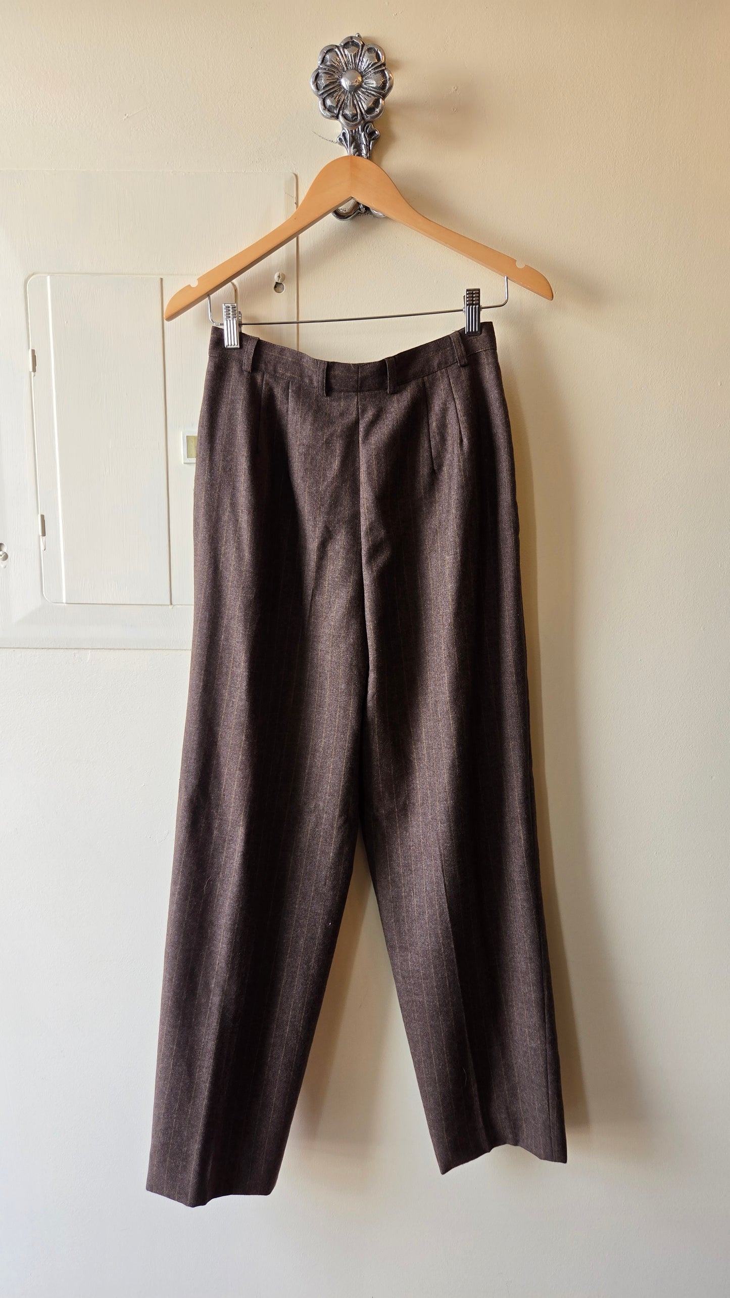 Burberrys dark taupe pinstripe pants