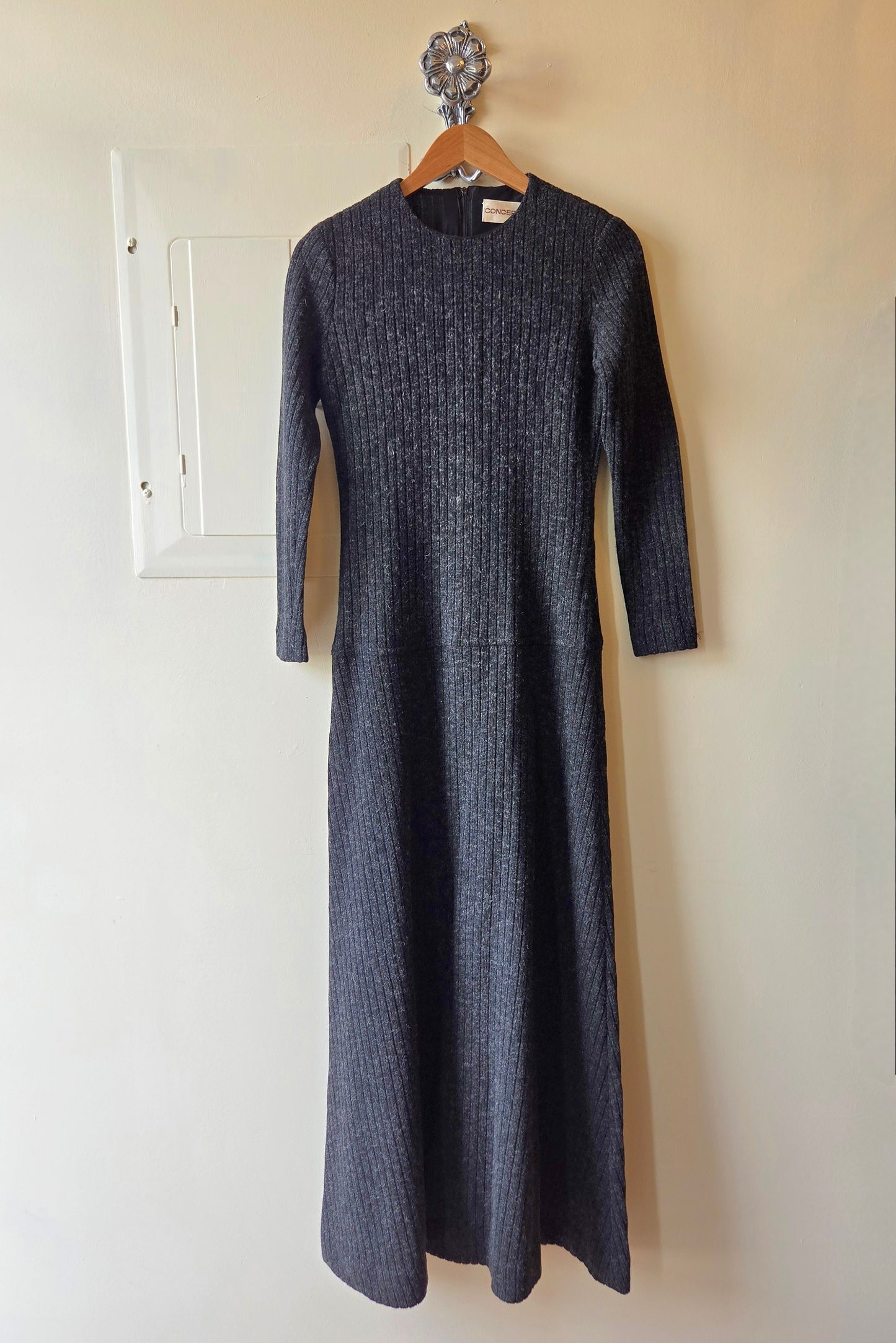 Concept grey wool drop waist dress