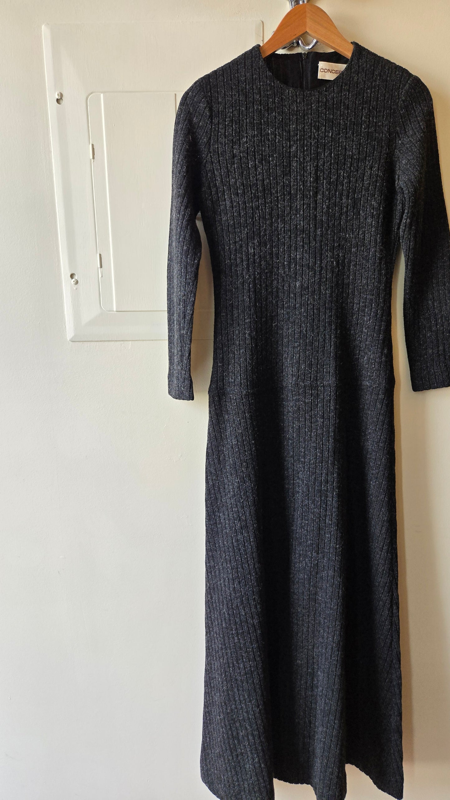Concept grey wool drop waist dress
