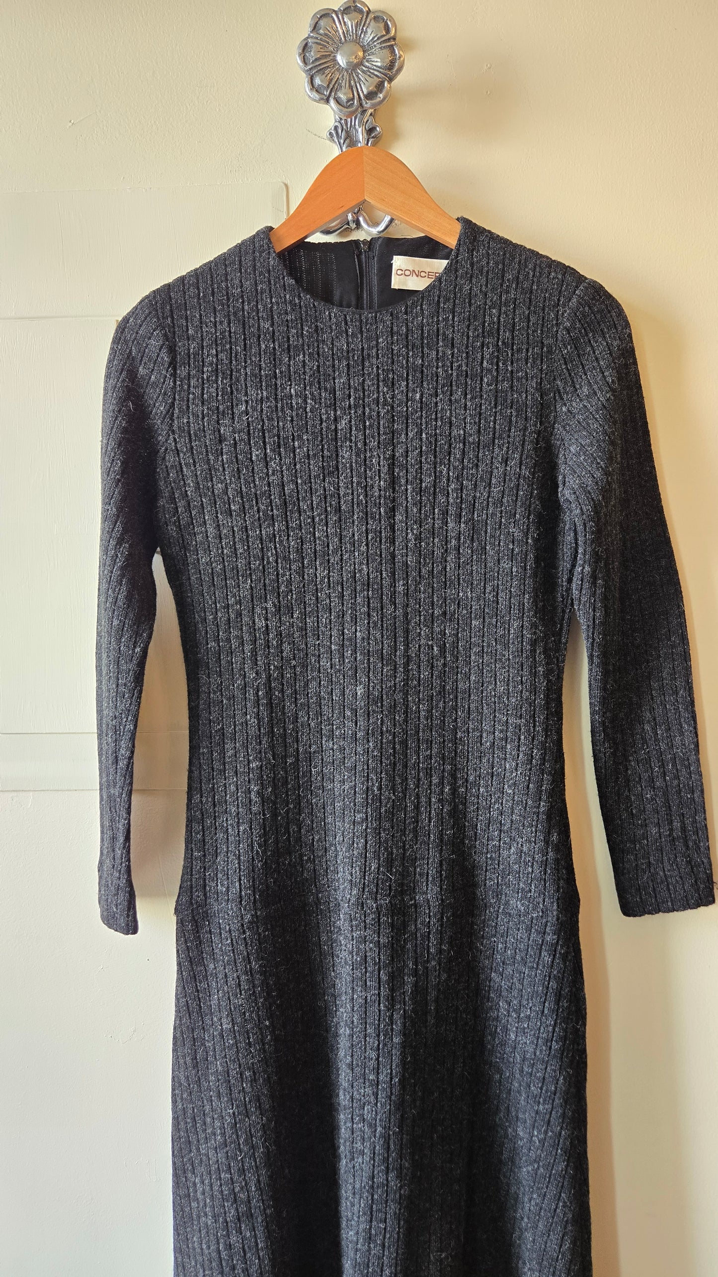 Concept grey wool drop waist dress