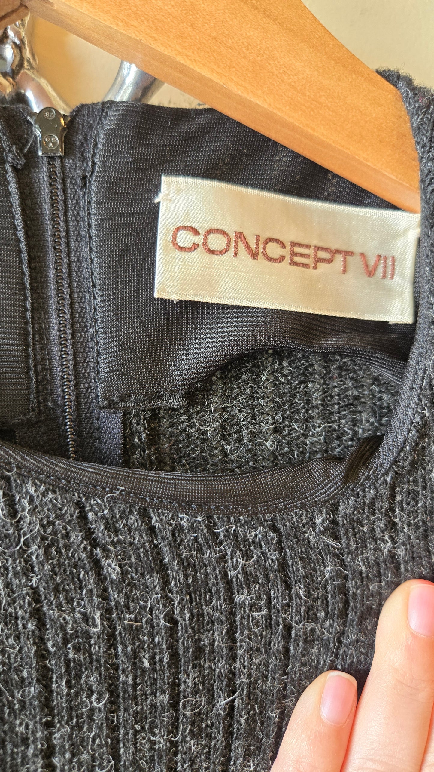 Concept grey wool drop waist dress