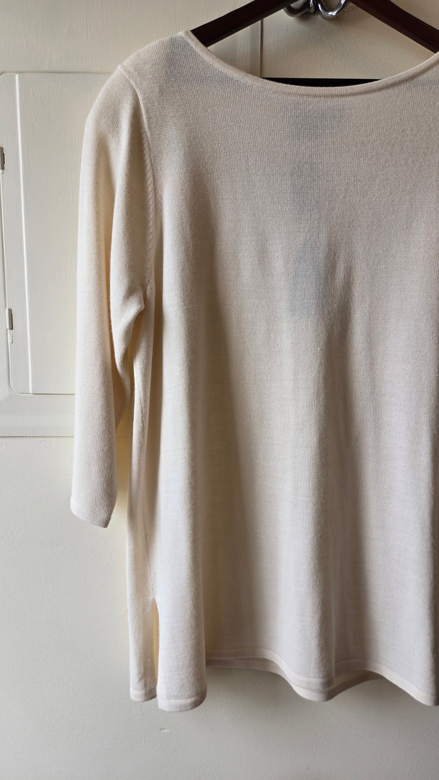 Nina Leonard Cream tunic & black pant sweater set