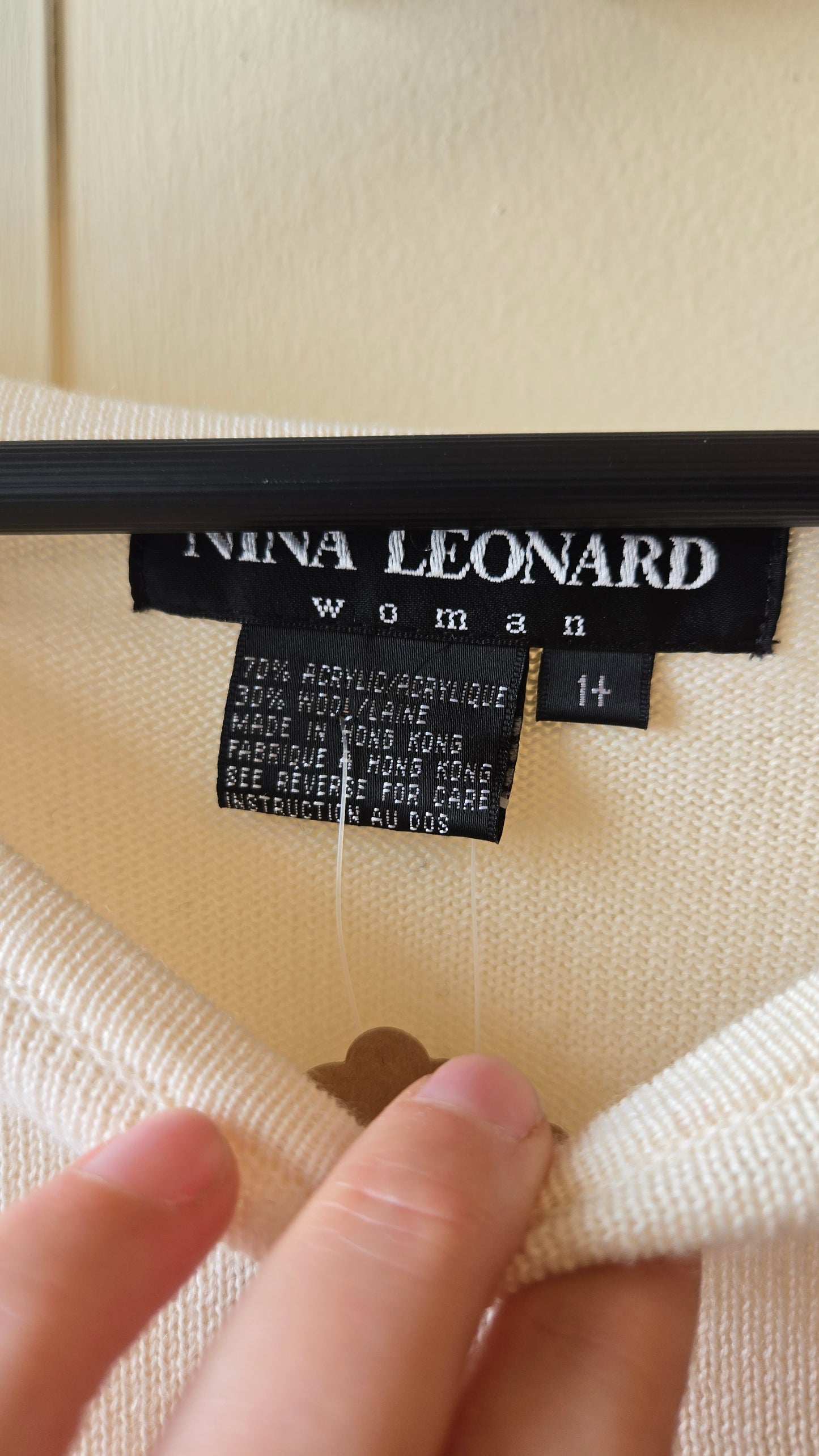 Nina Leonard Cream tunic & black pant sweater set