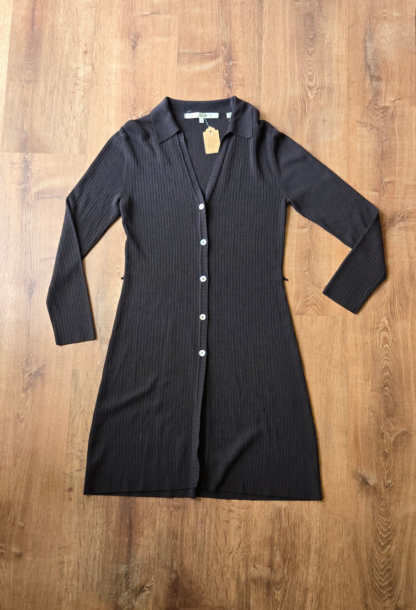 Max Studio brown ribbed cardigan dress