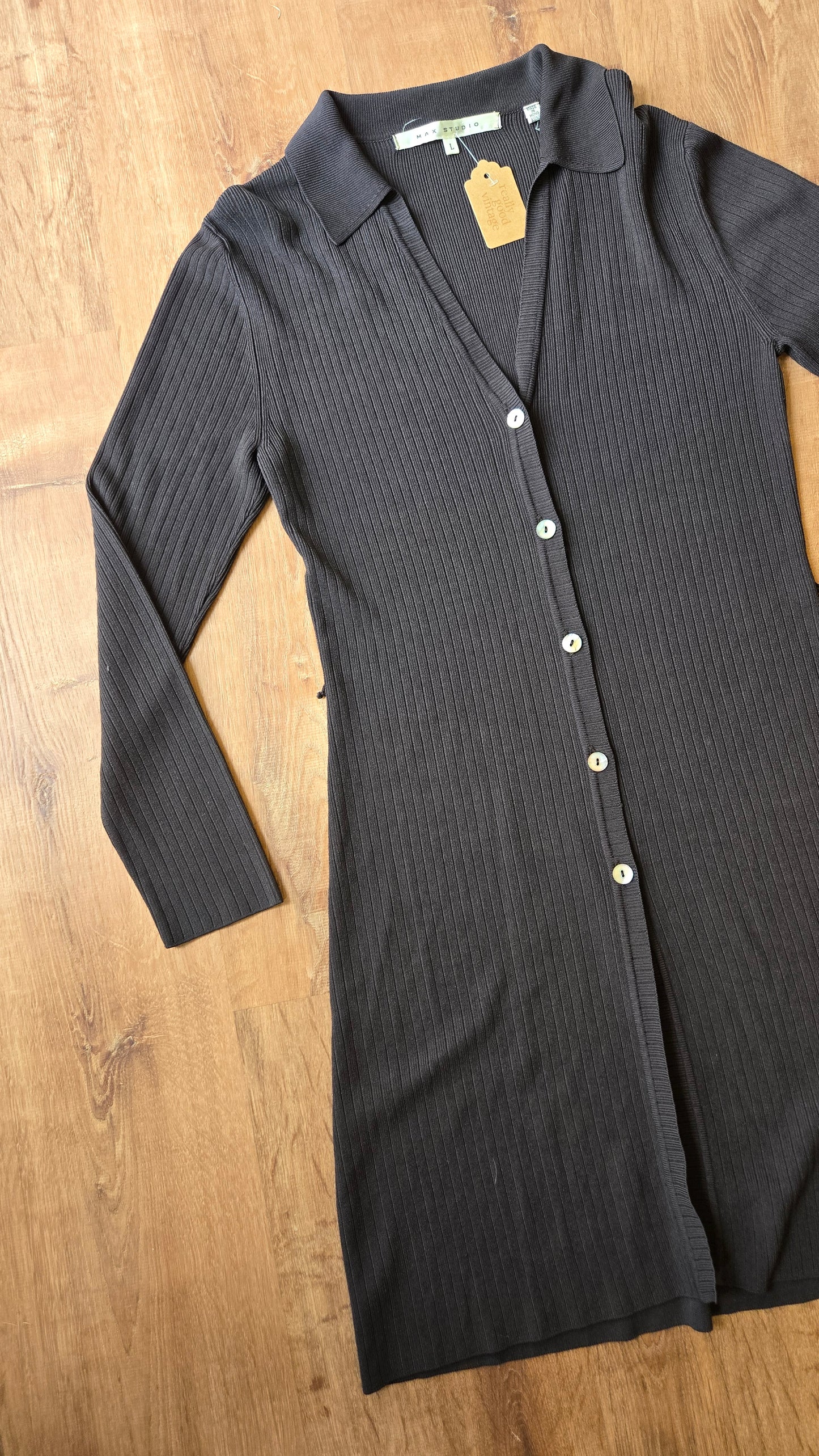 Max Studio brown ribbed cardigan dress