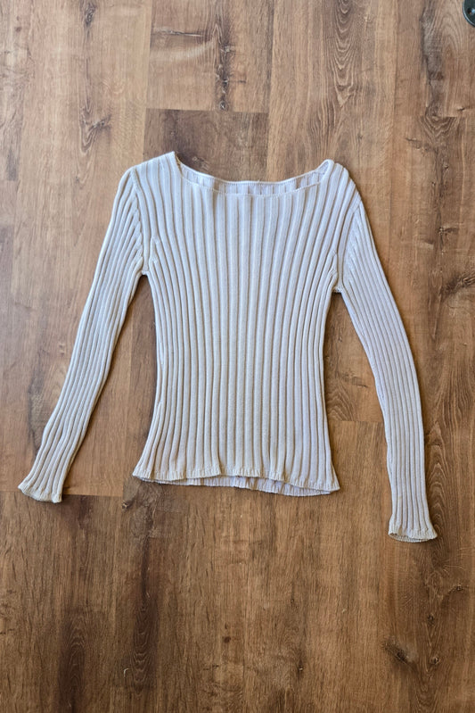 Boat neck ribbed sweater