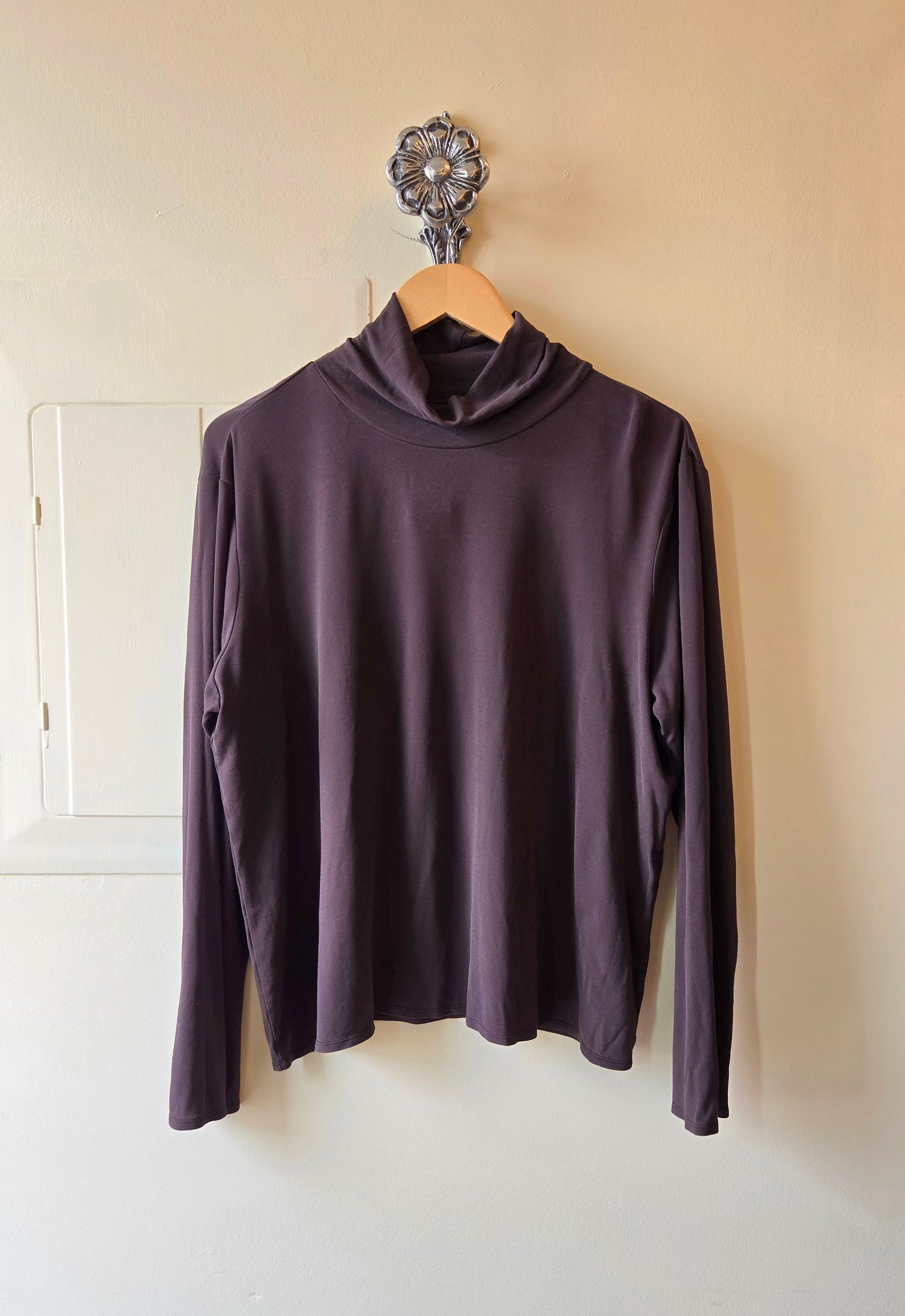 Dark taupe silk turtleneck