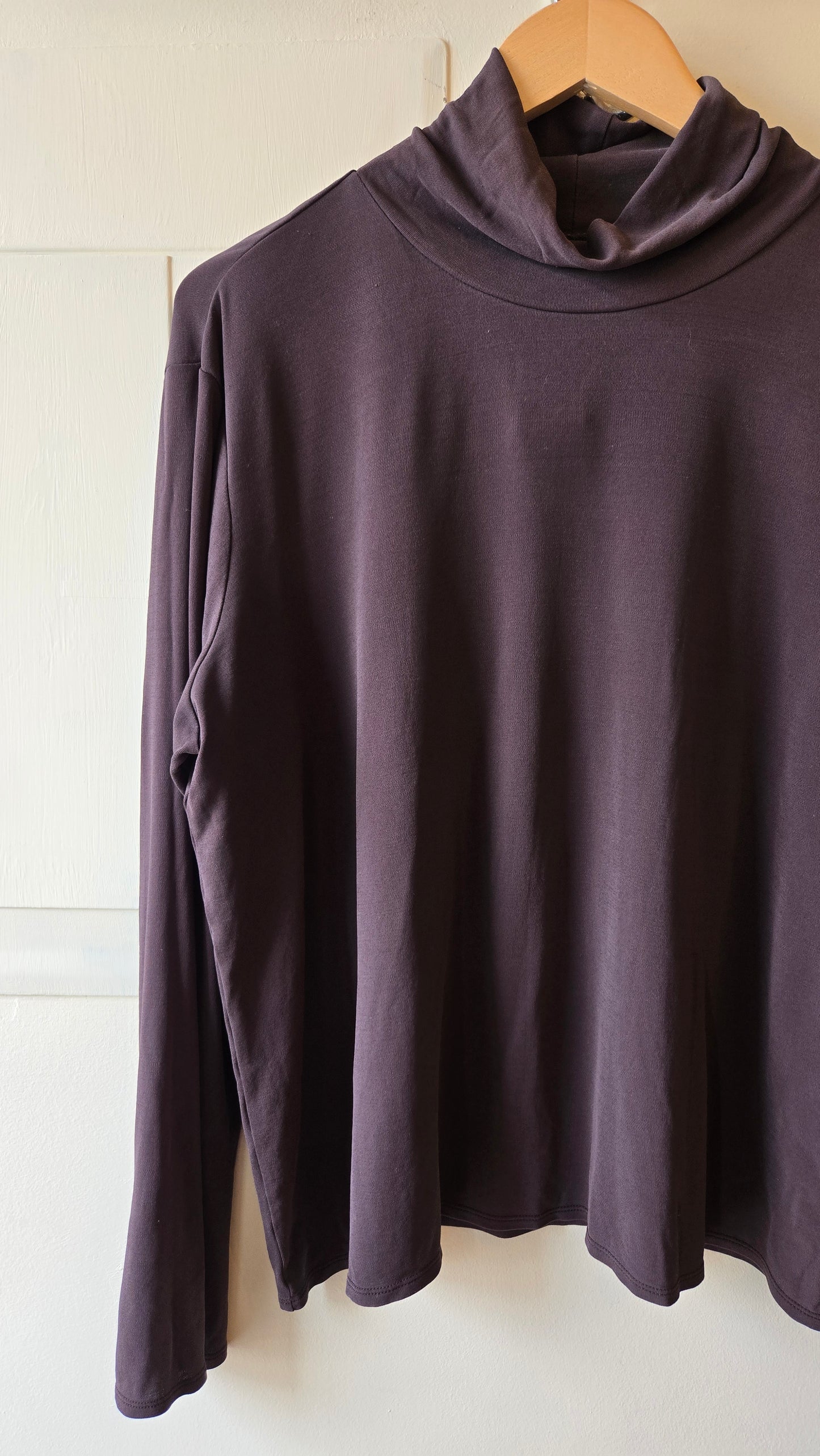 Dark taupe silk turtleneck