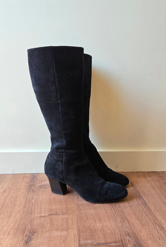 Franco Sarto black suede knee high boots