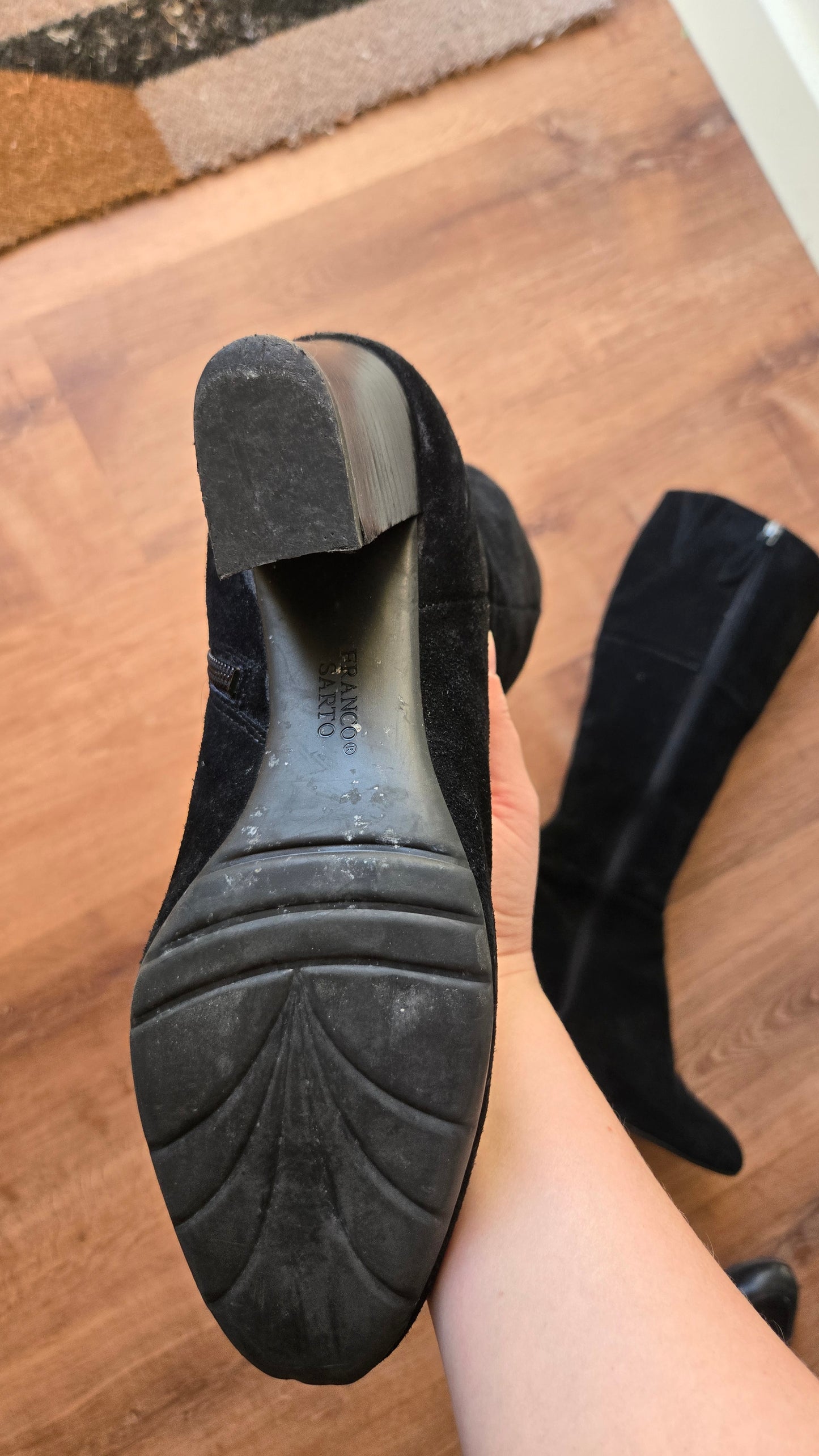 Franco Sarto black suede knee high boots