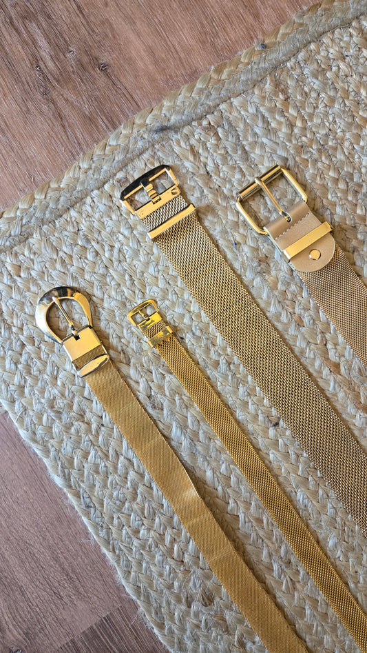 Wide gold mesh belt!