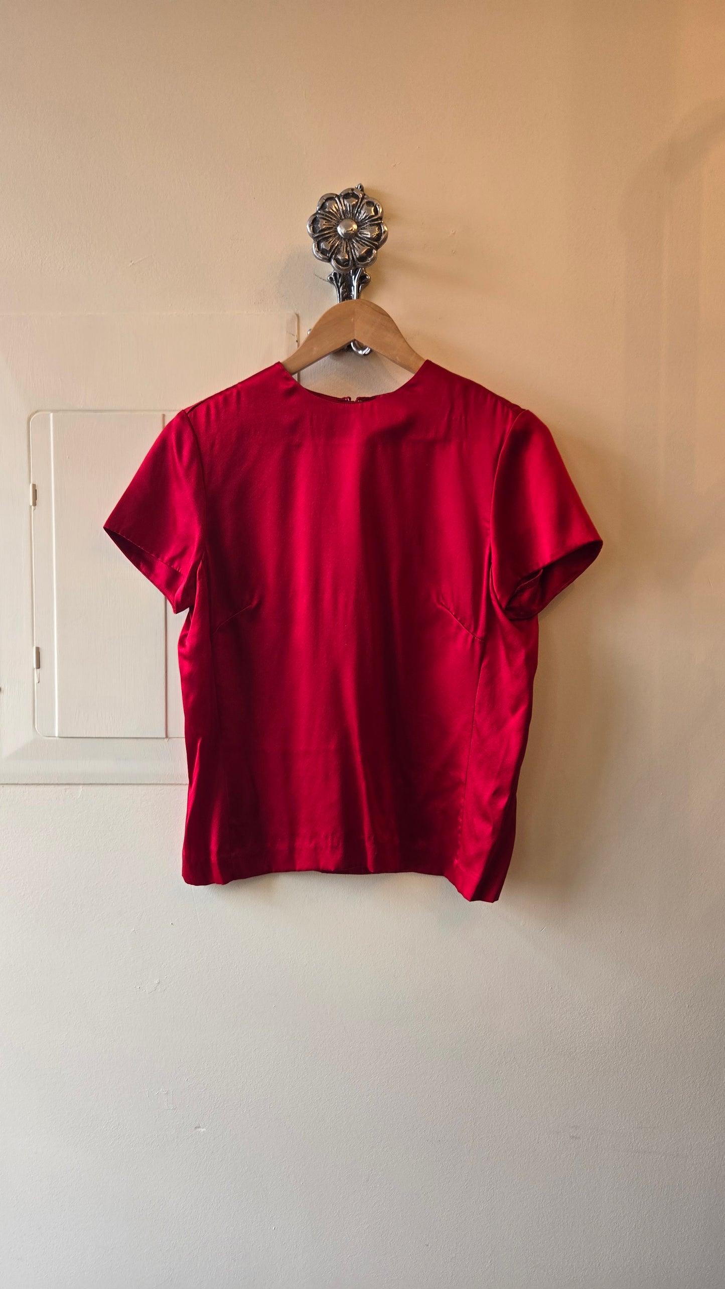 Worth red silk charmeuse tee