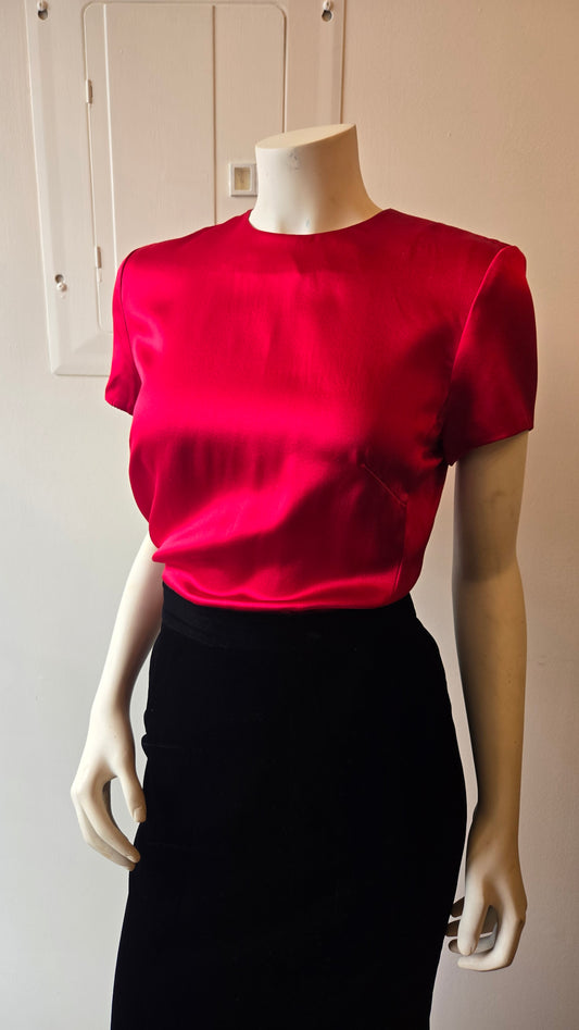 Worth red silk charmeuse tee