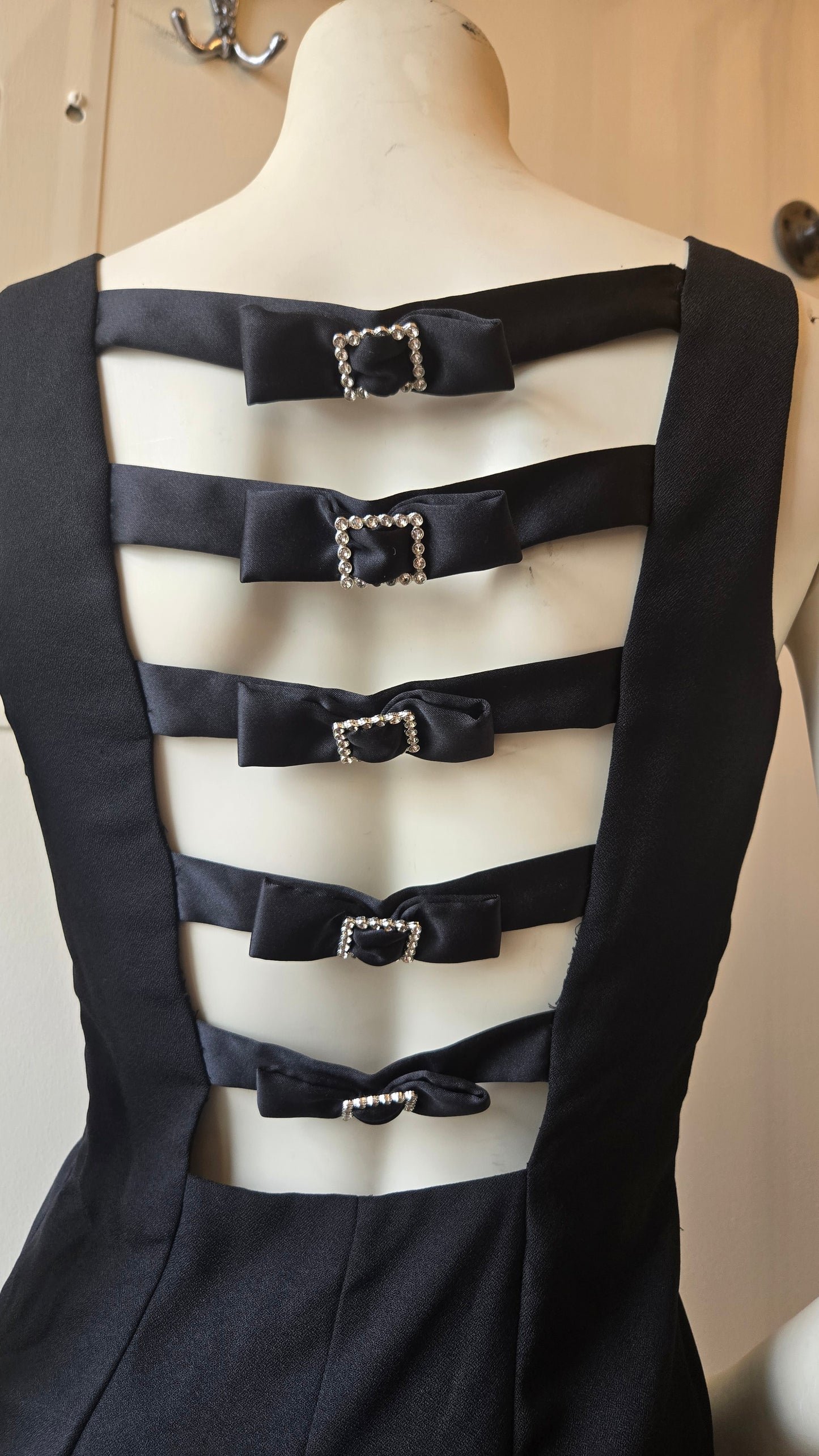 Envy rhinestone bow-back LBD