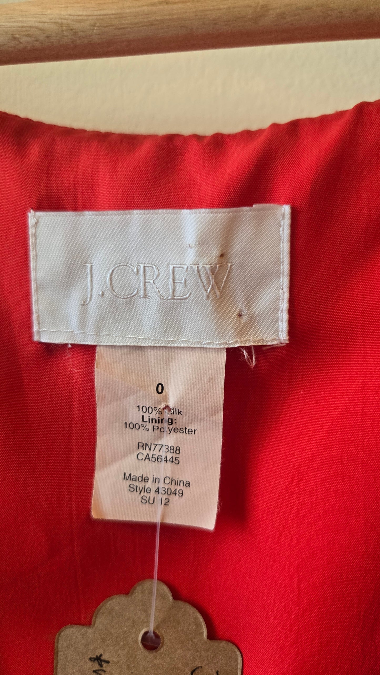 J Crew red tissue silk dress