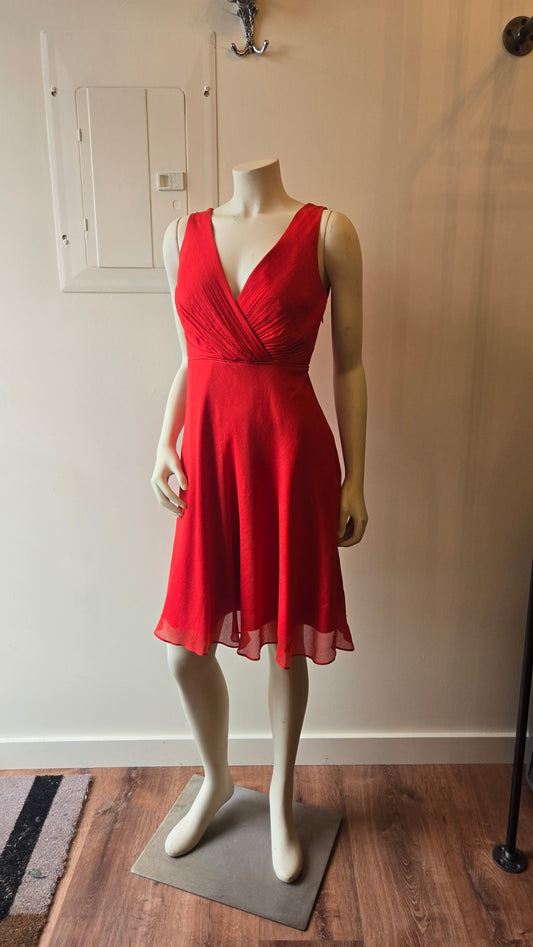 J Crew red tissue silk dress