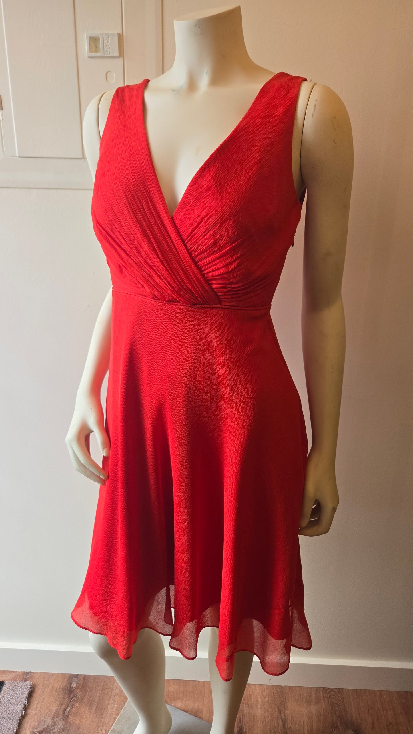 J Crew red tissue silk dress
