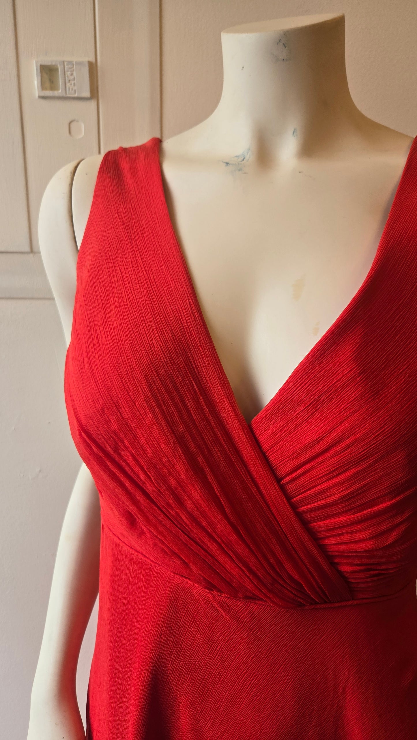 J Crew red tissue silk dress
