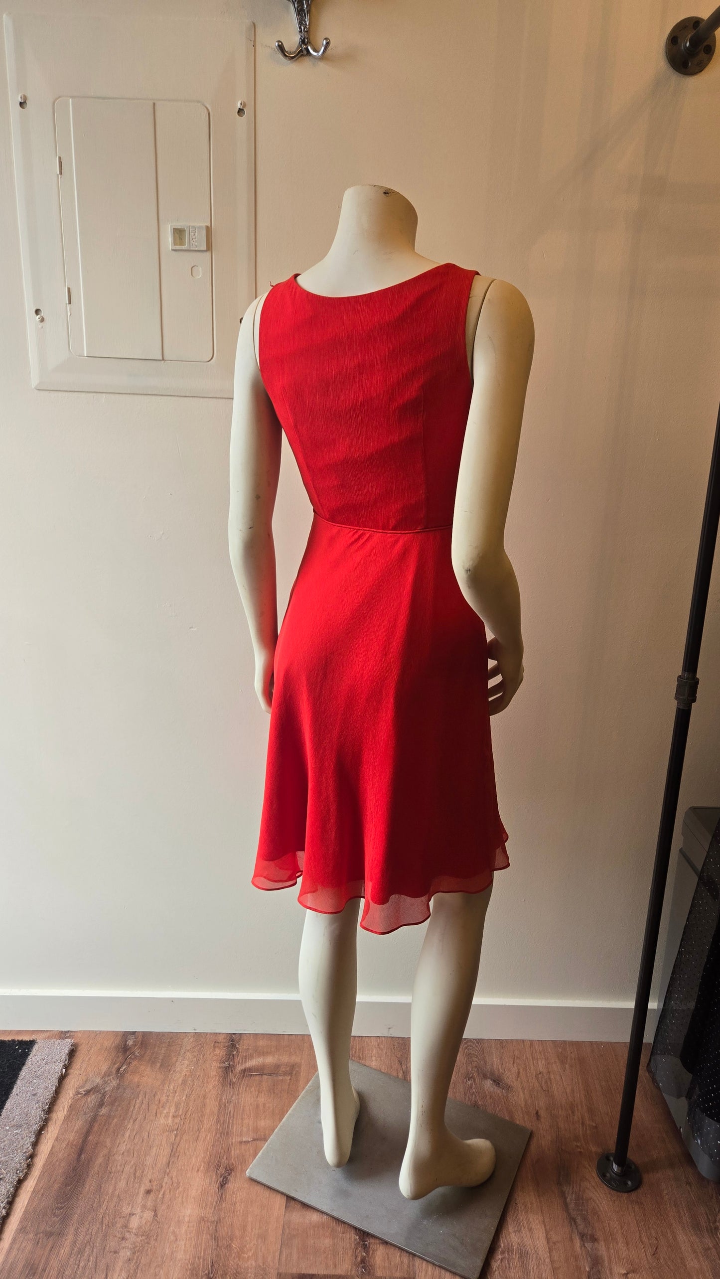 J Crew red tissue silk dress