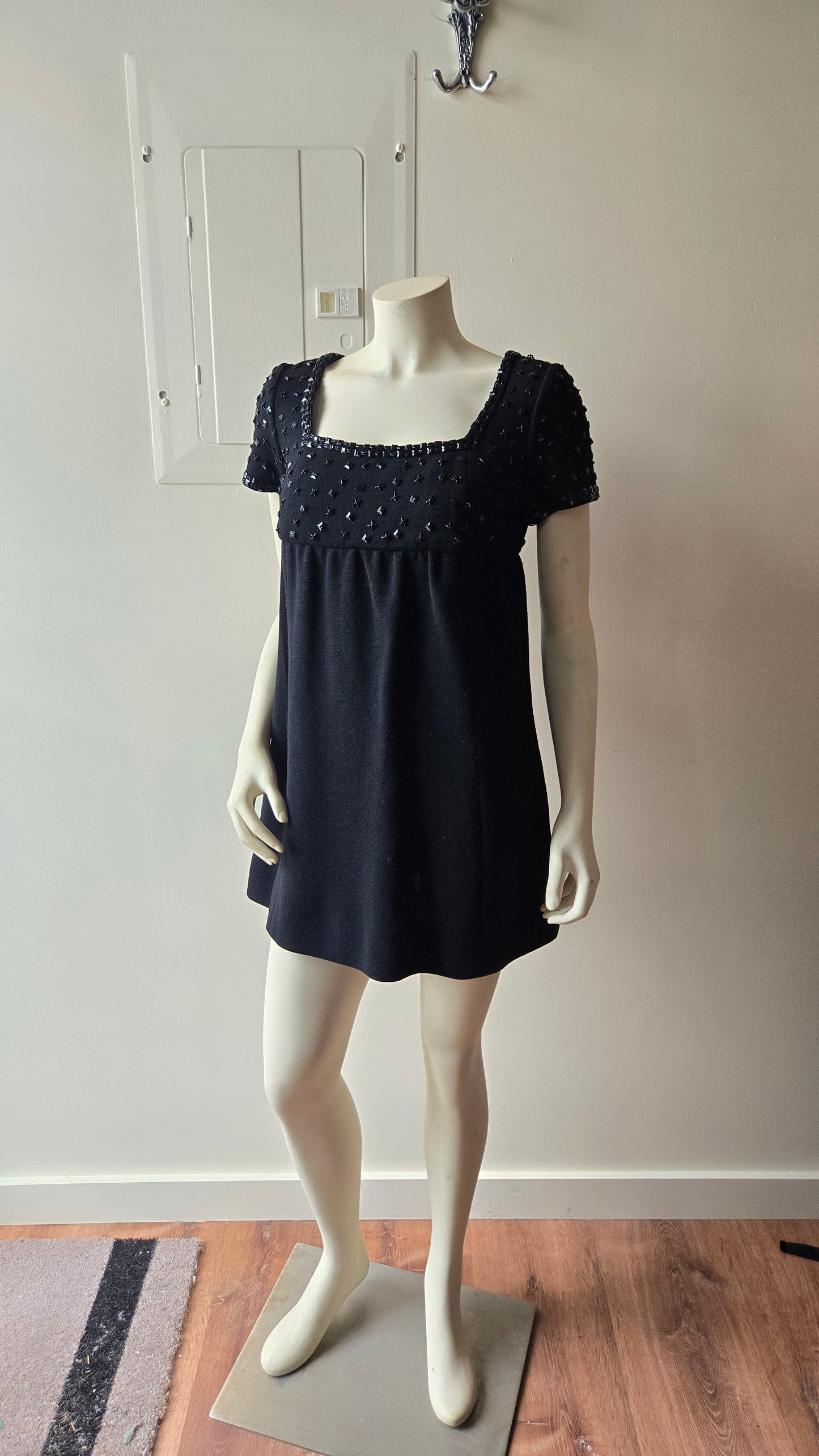 Pogue's beaded wool babydoll dress