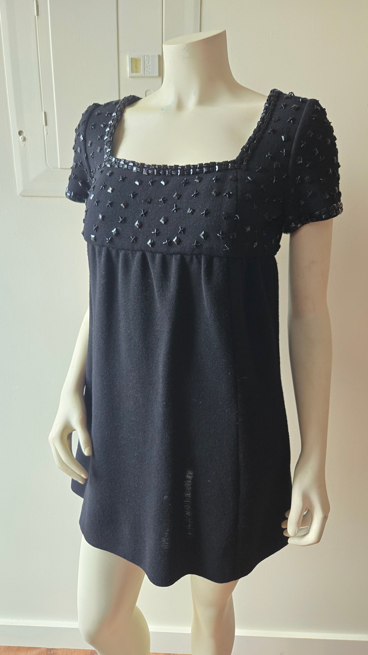 Pogue's beaded wool babydoll dress