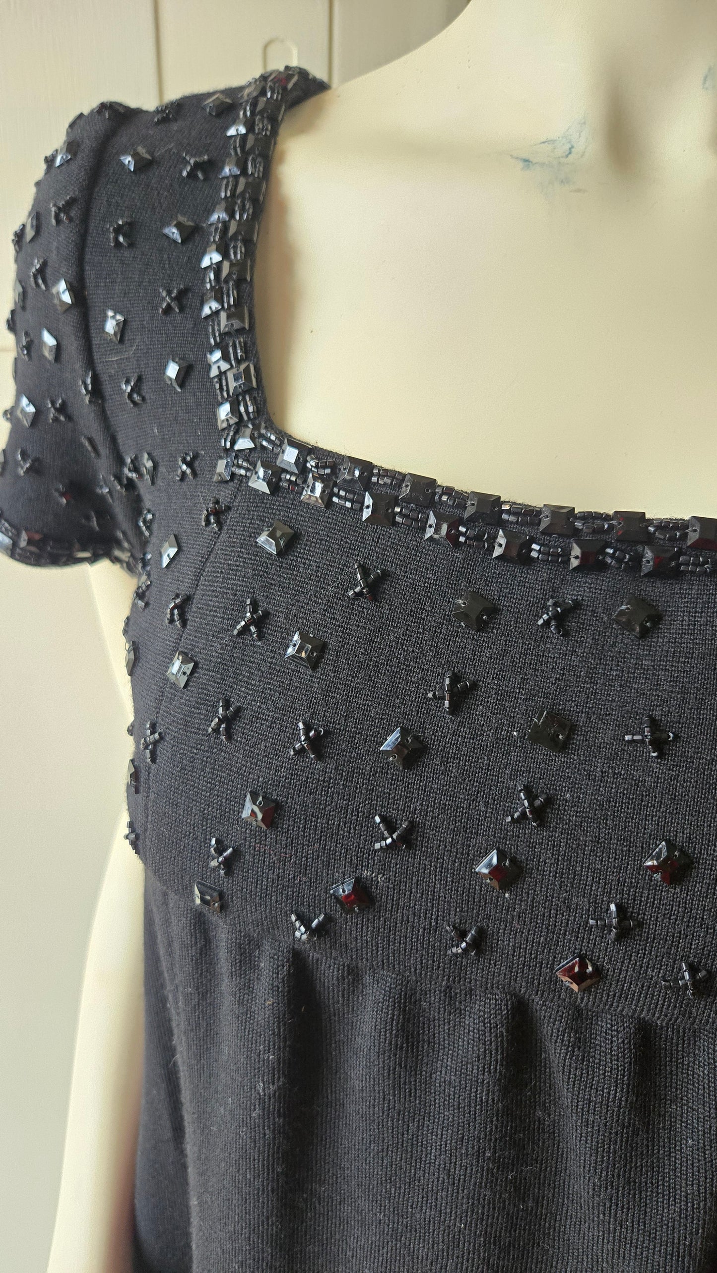 Pogue's beaded wool babydoll dress