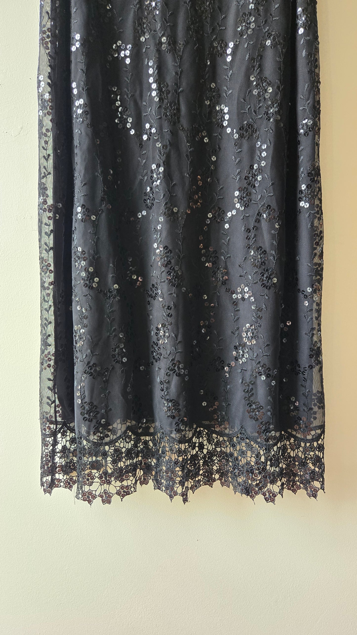 Carole Little black mesh sequin slip dress