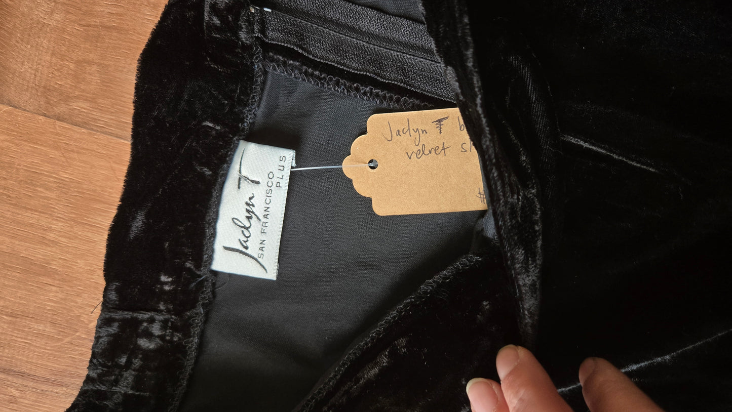 Jaclyn black crushed velvet skirt