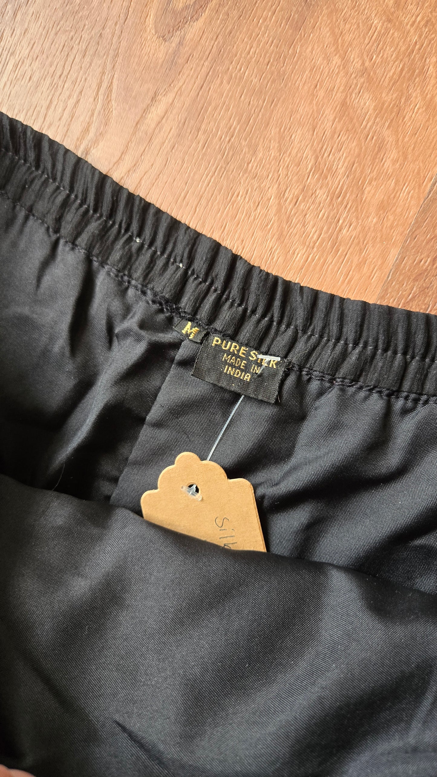 Black silk sequin skirt w beaded trim