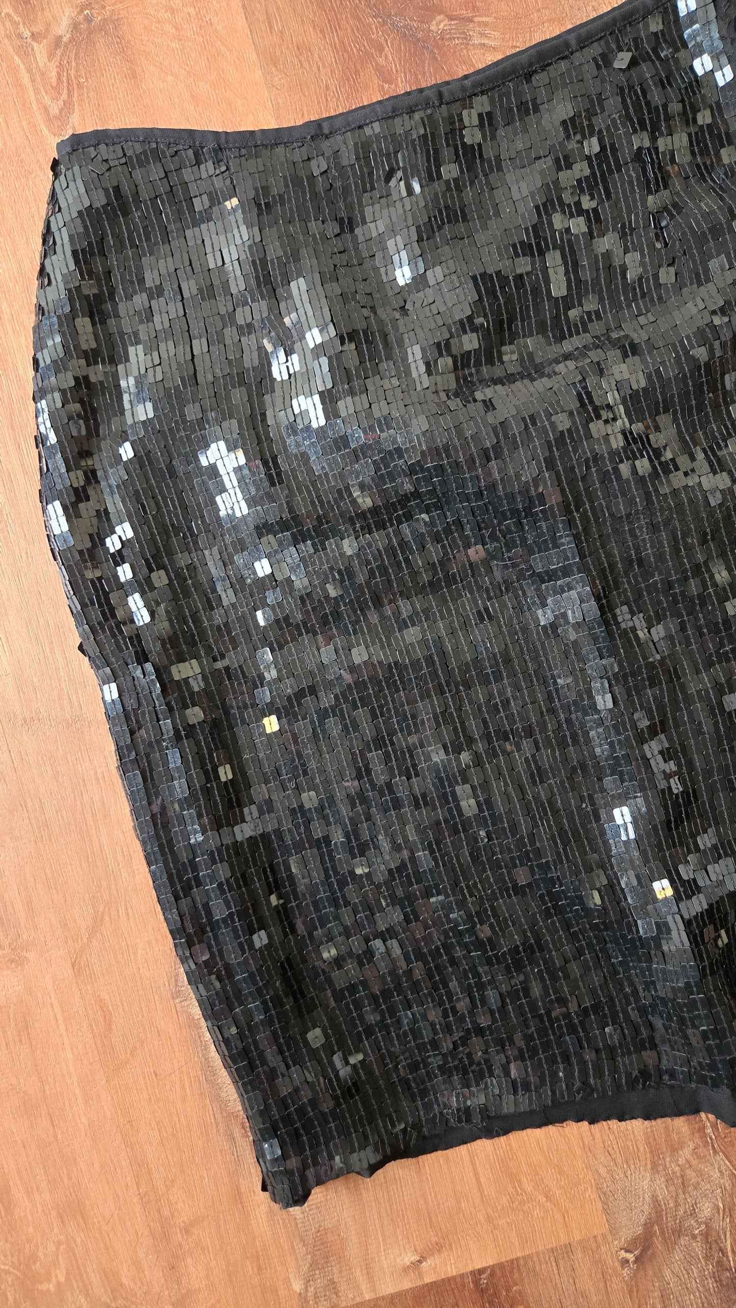 INC black silk sequin skirt