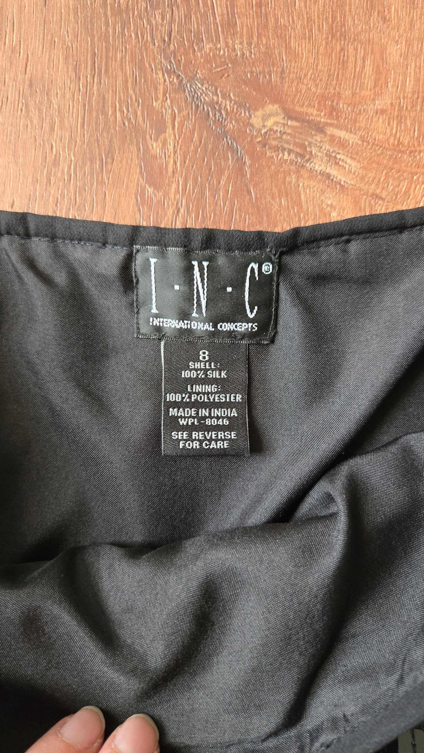 INC black silk sequin skirt