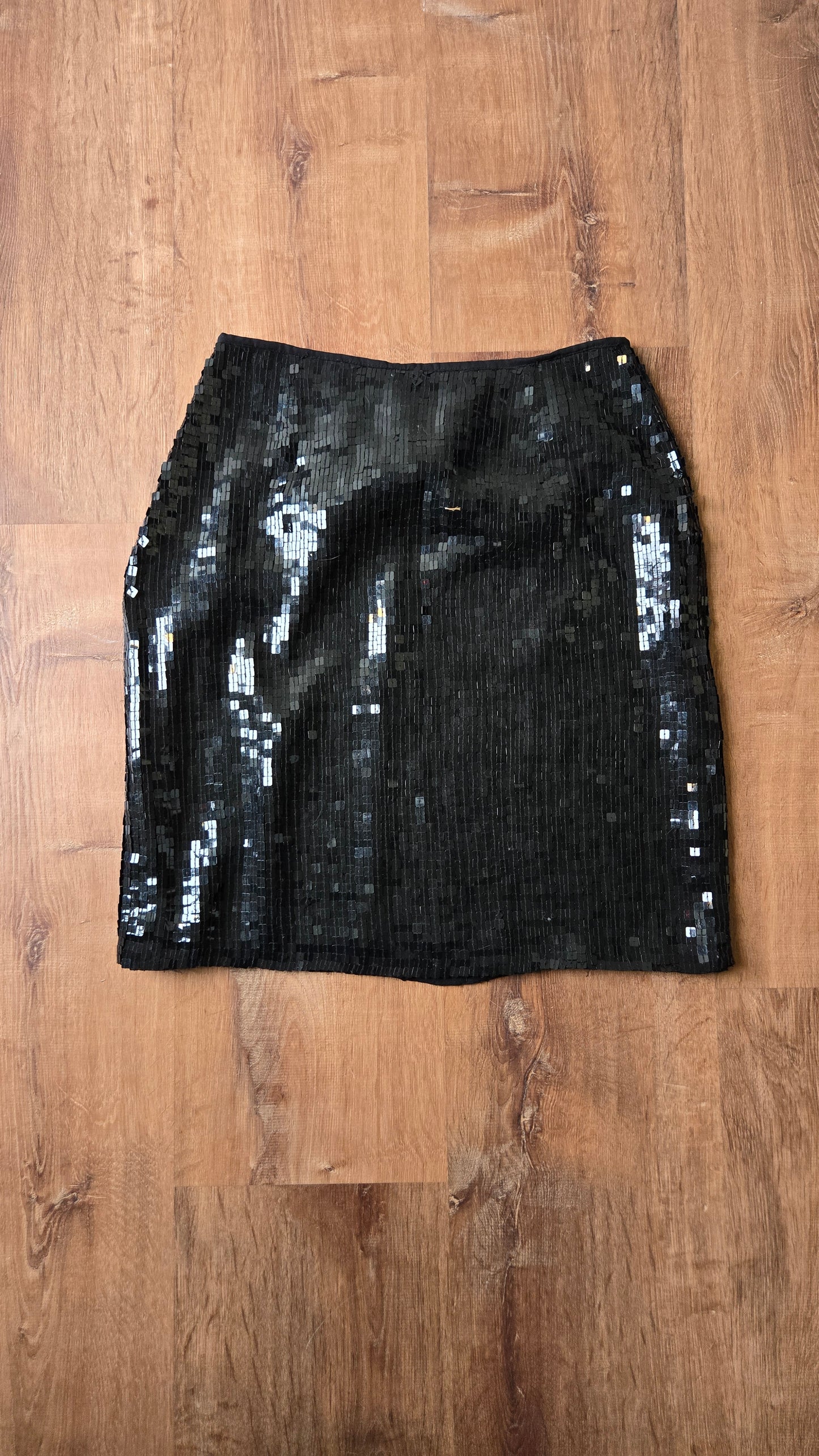 INC black silk sequin skirt