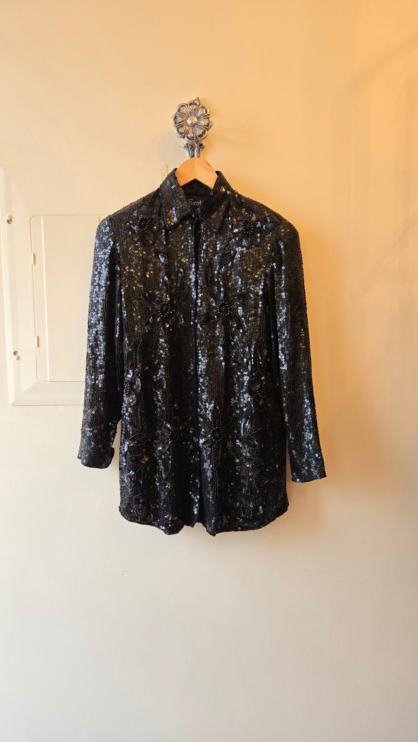 Exotica black silk sequin blouse