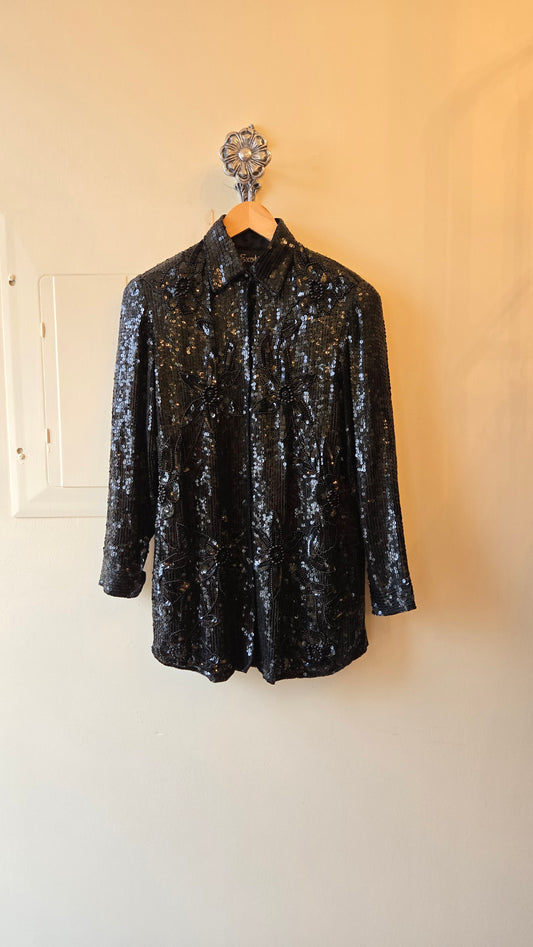 Exotica black silk sequin blouse