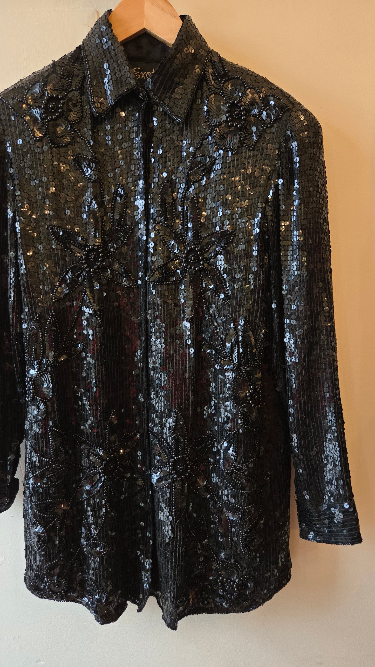 Exotica black silk sequin blouse