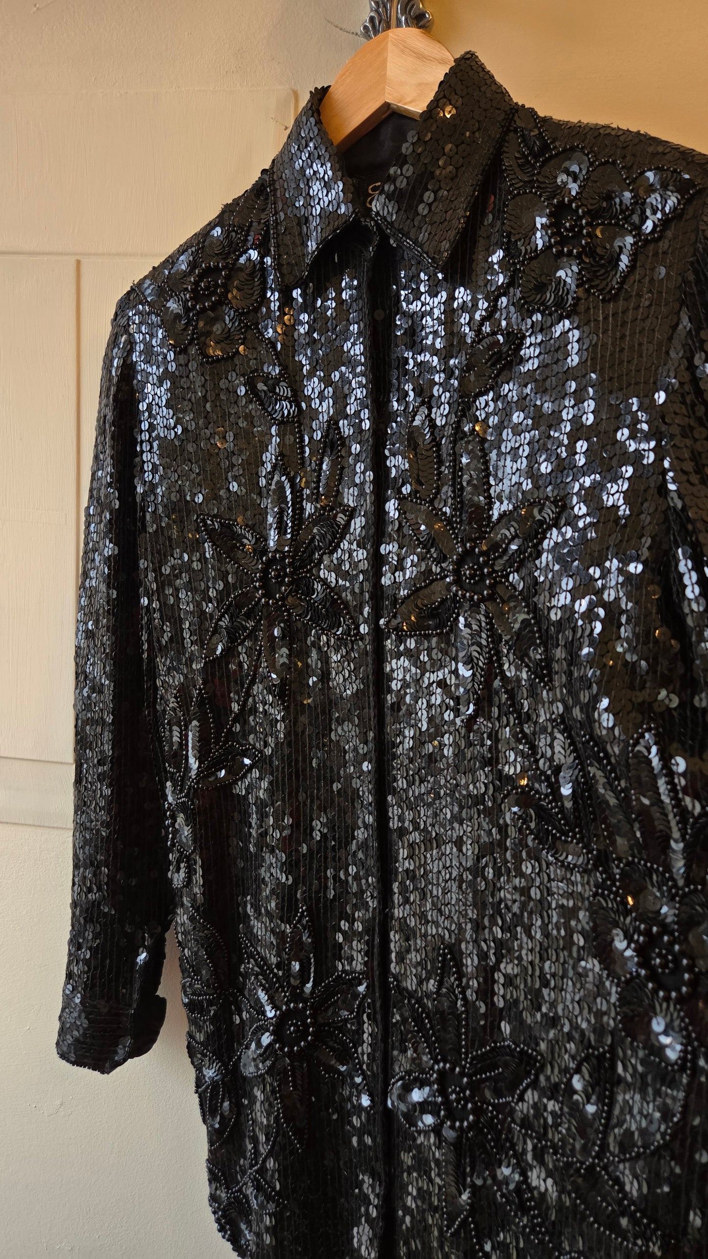 Exotica black silk sequin blouse
