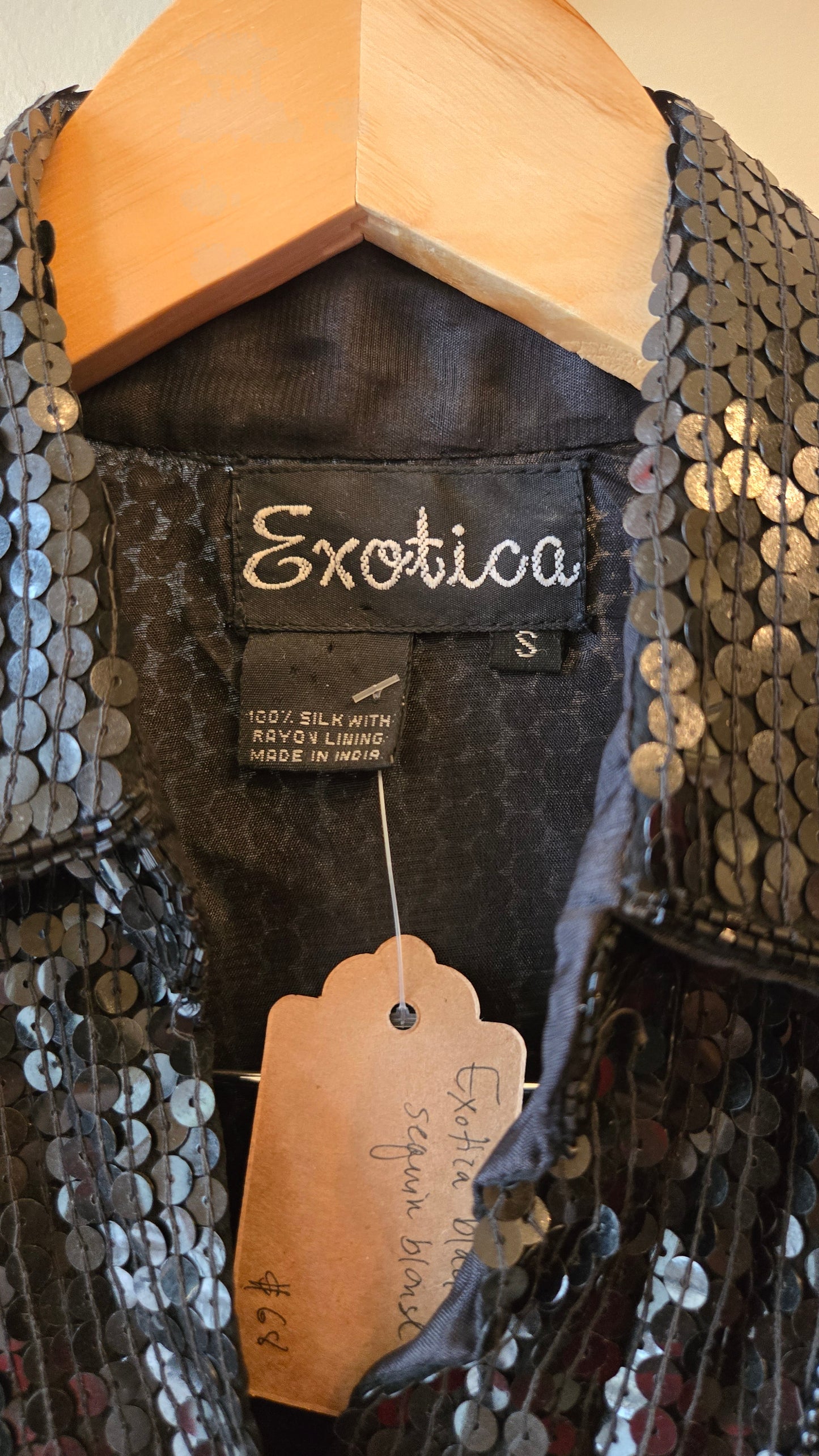 Exotica black silk sequin blouse