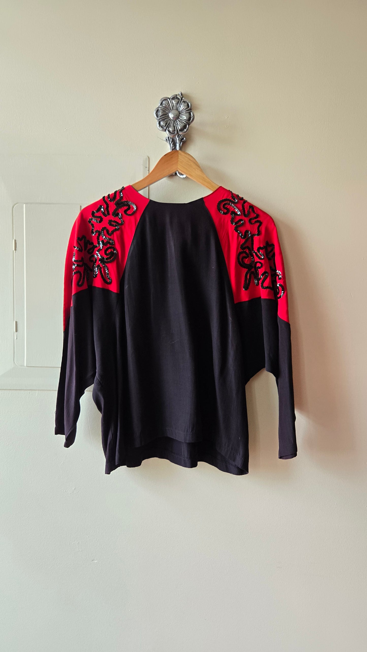 Francine Browner Red & black sequin top
