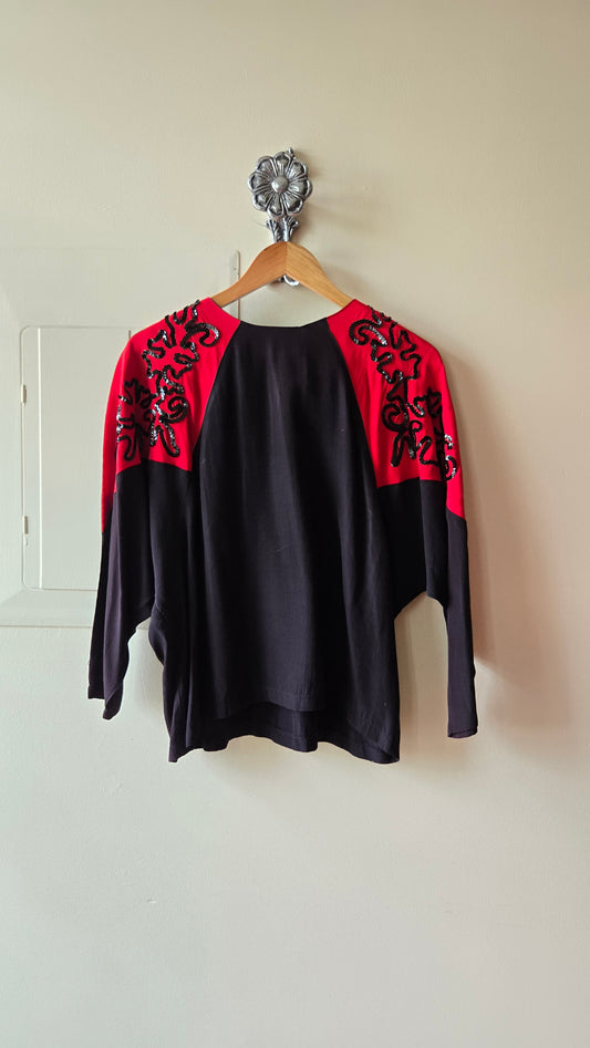 Francine Browner Red & black sequin top