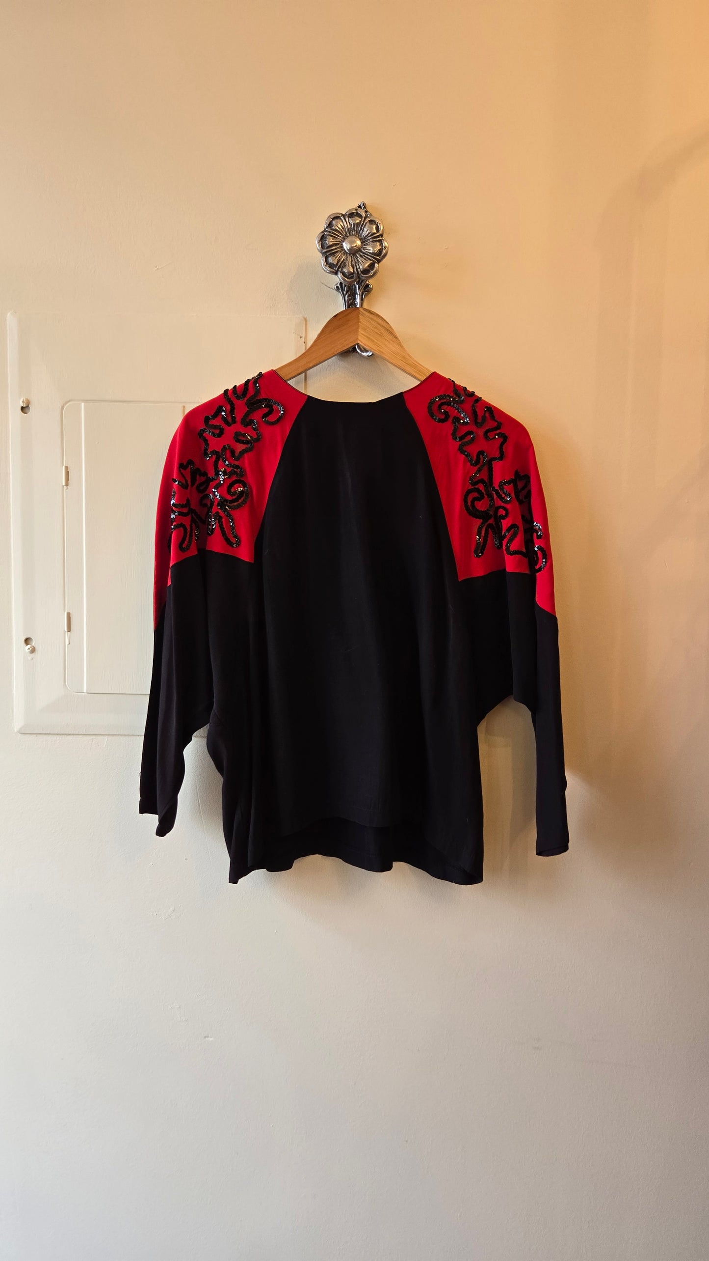 Francine Browner Red & black sequin top