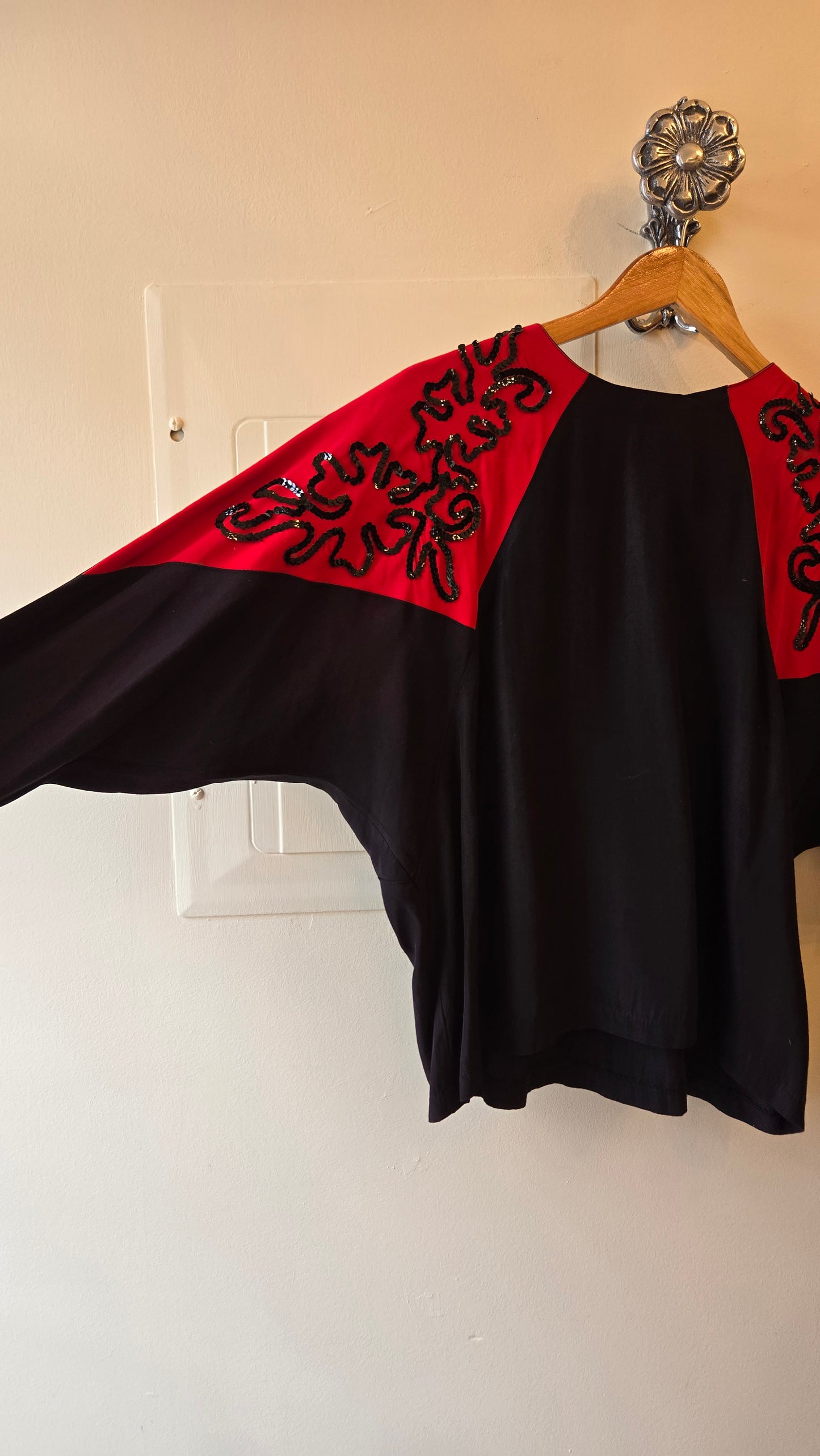 Francine Browner Red & black sequin top