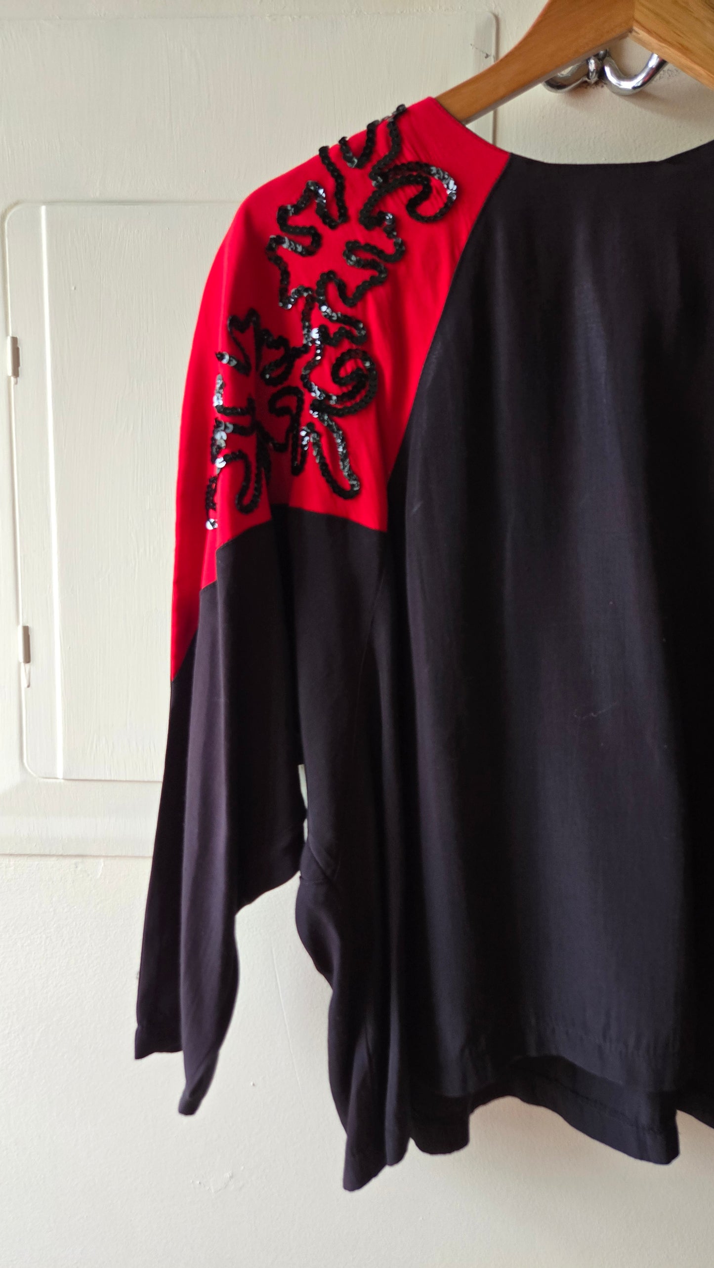 Francine Browner Red & black sequin top