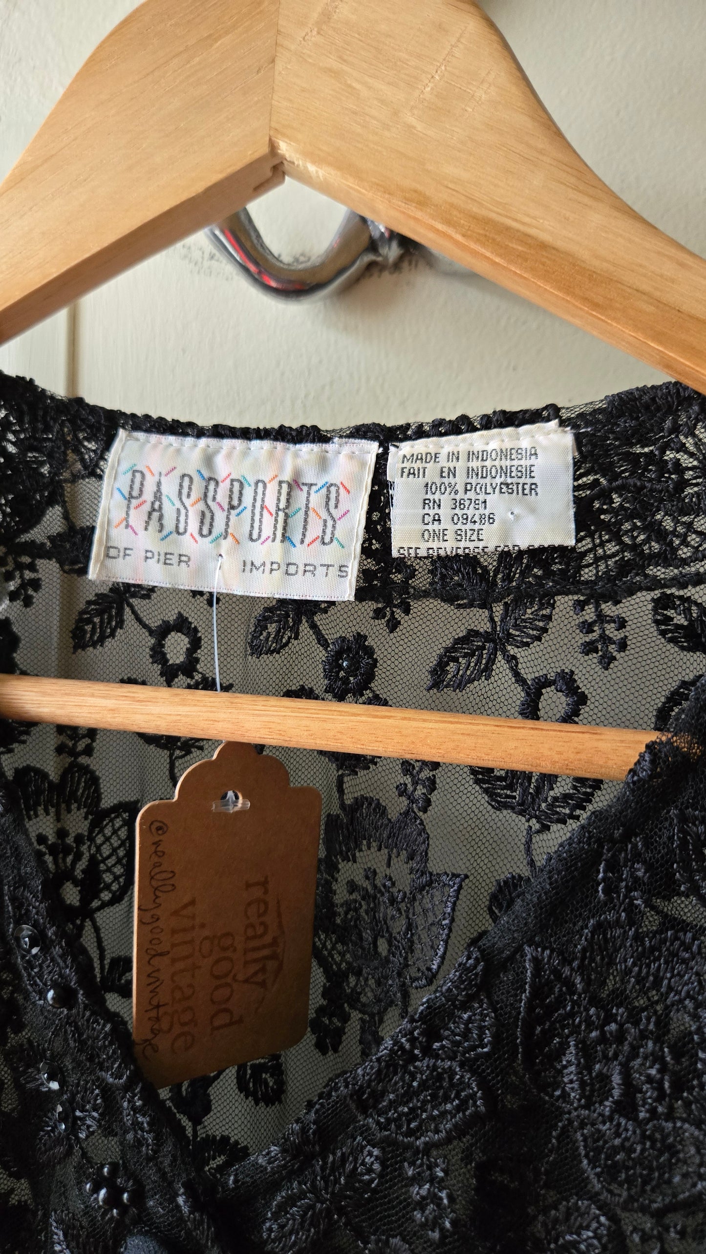 Passports black lace shacket