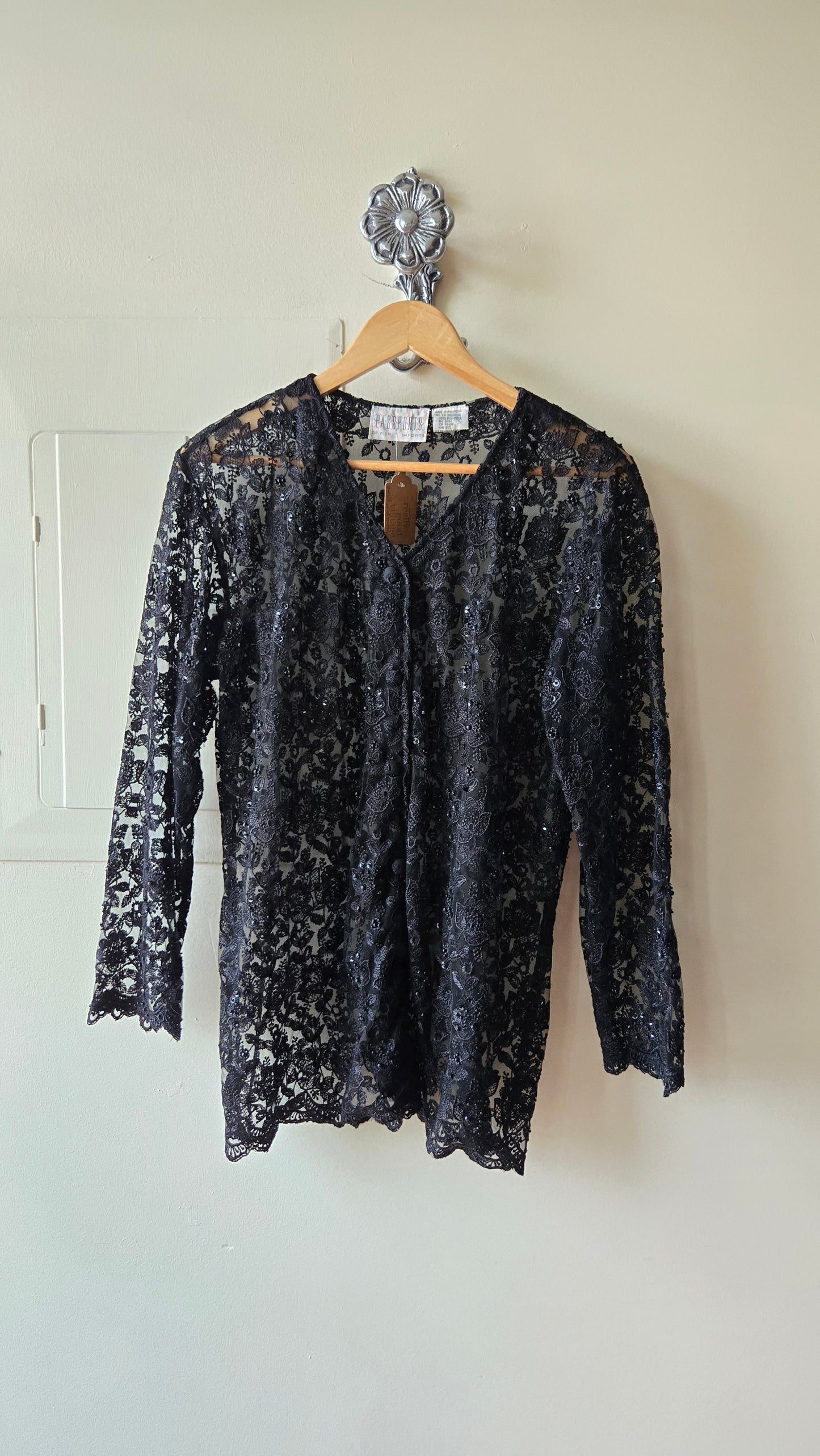 Passports black lace shacket