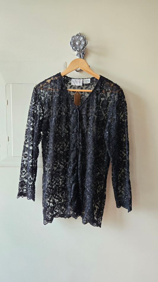 Passports black lace shacket