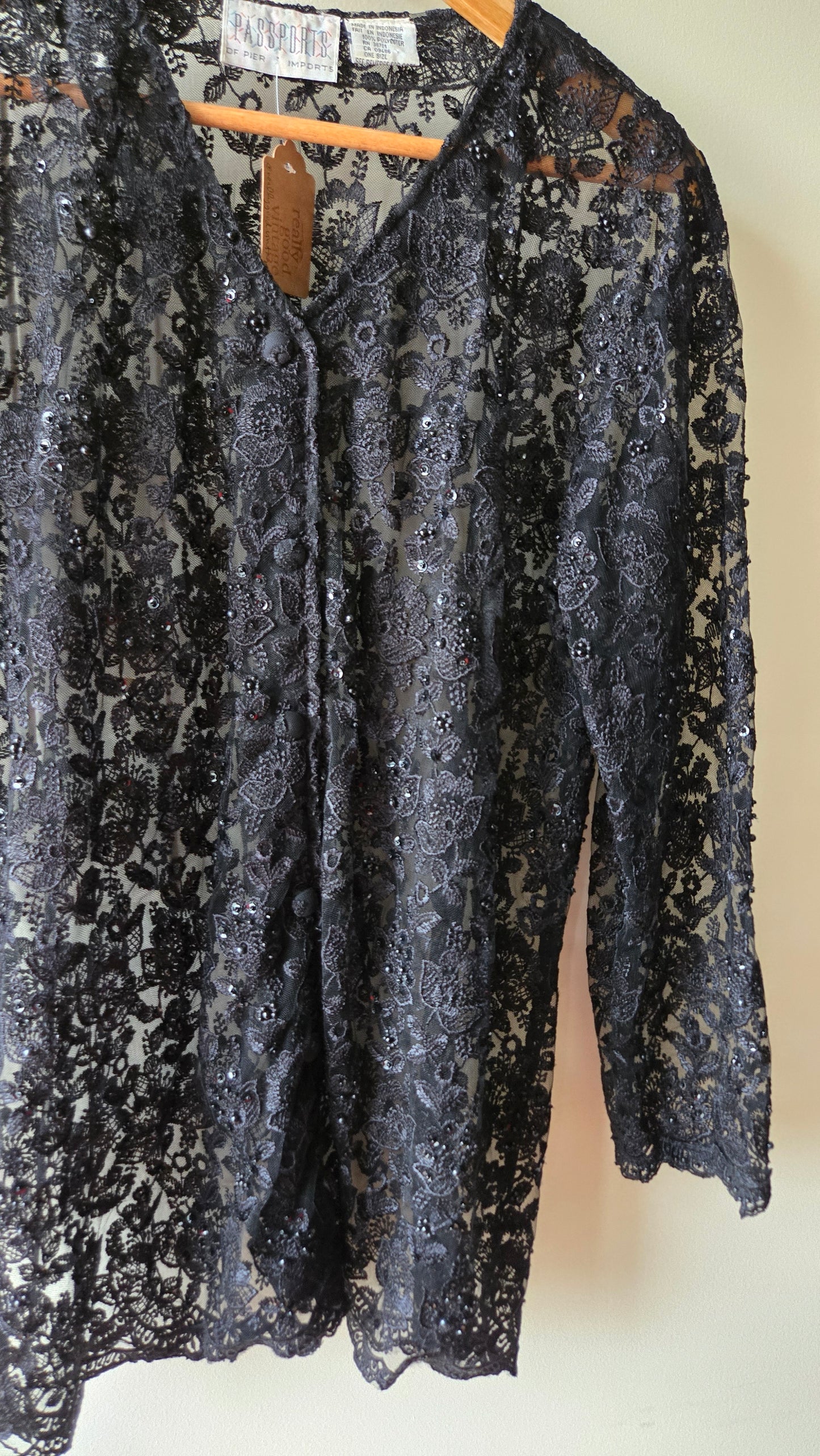 Passports black lace shacket