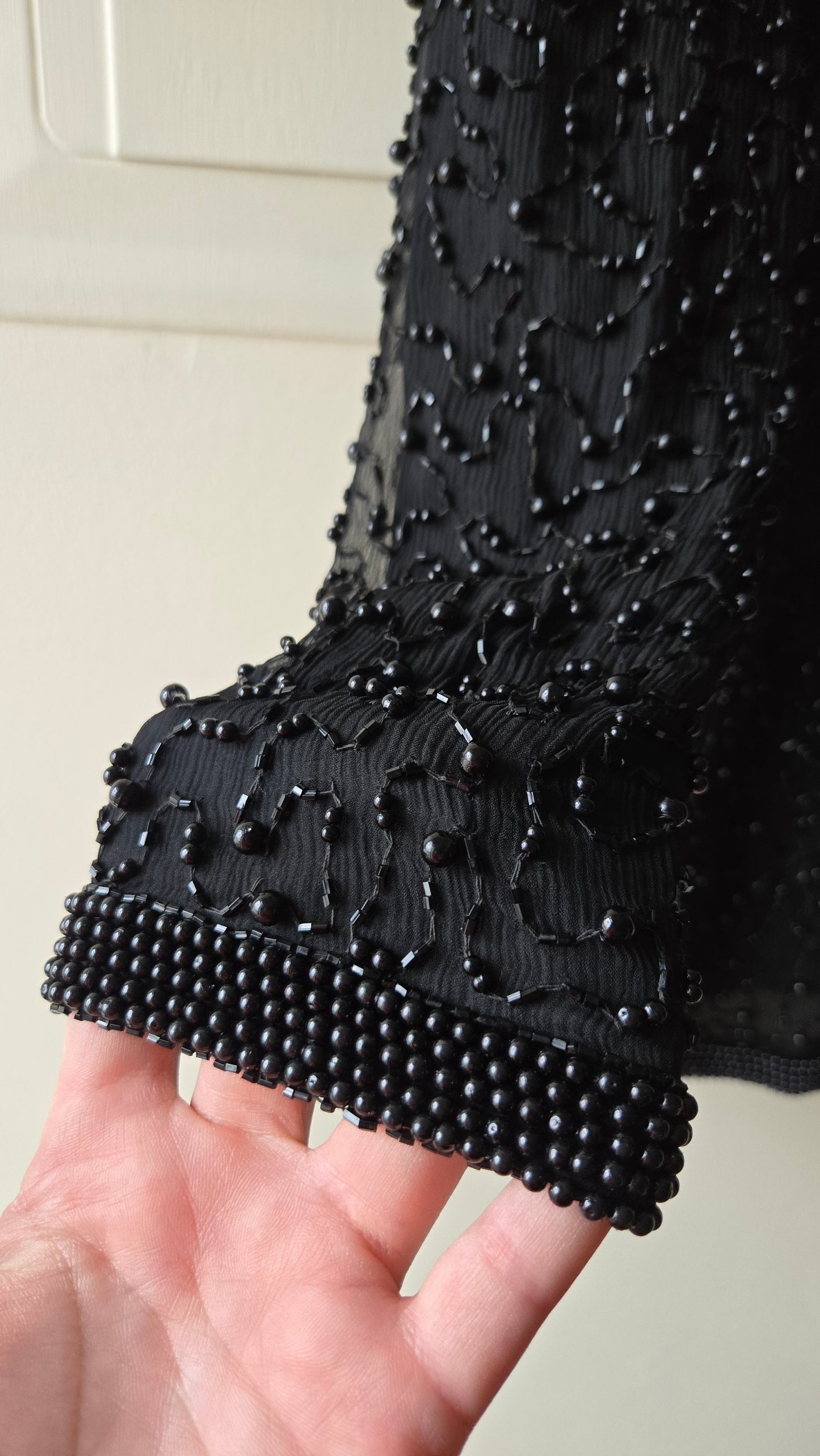 Pappel Boutique black silk beaded slit tunic