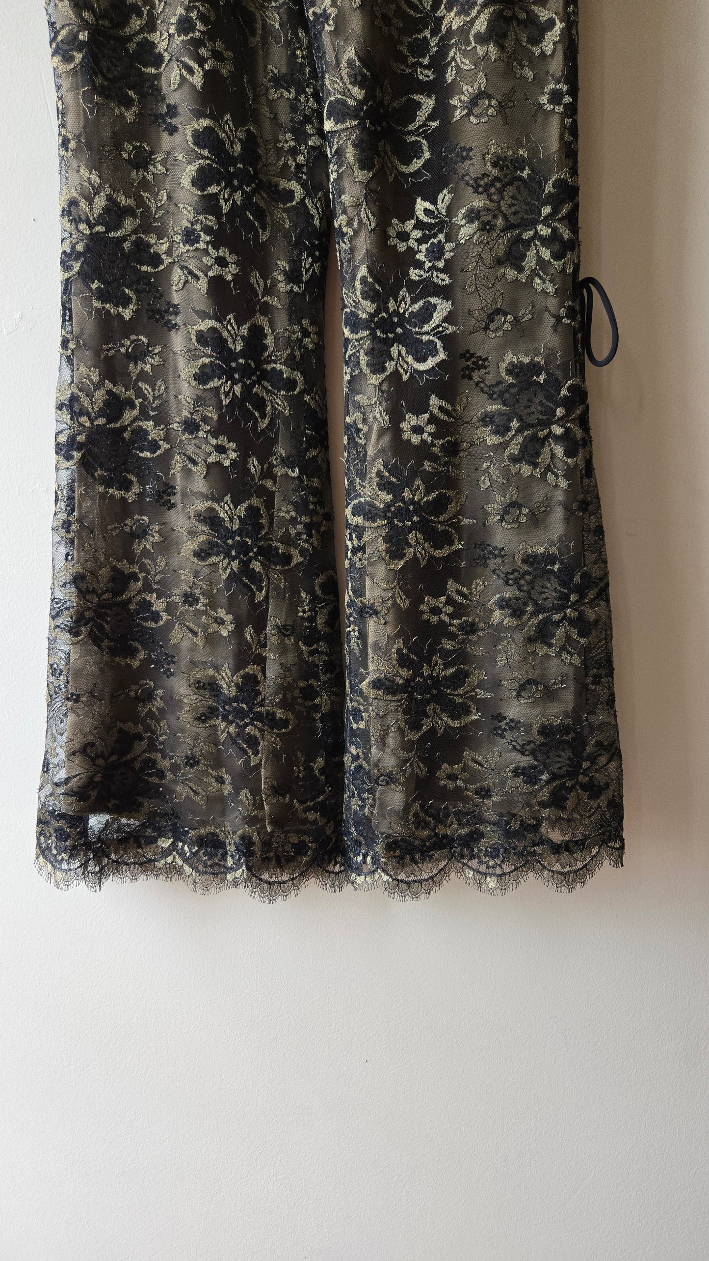 Black & gold silk lace flares